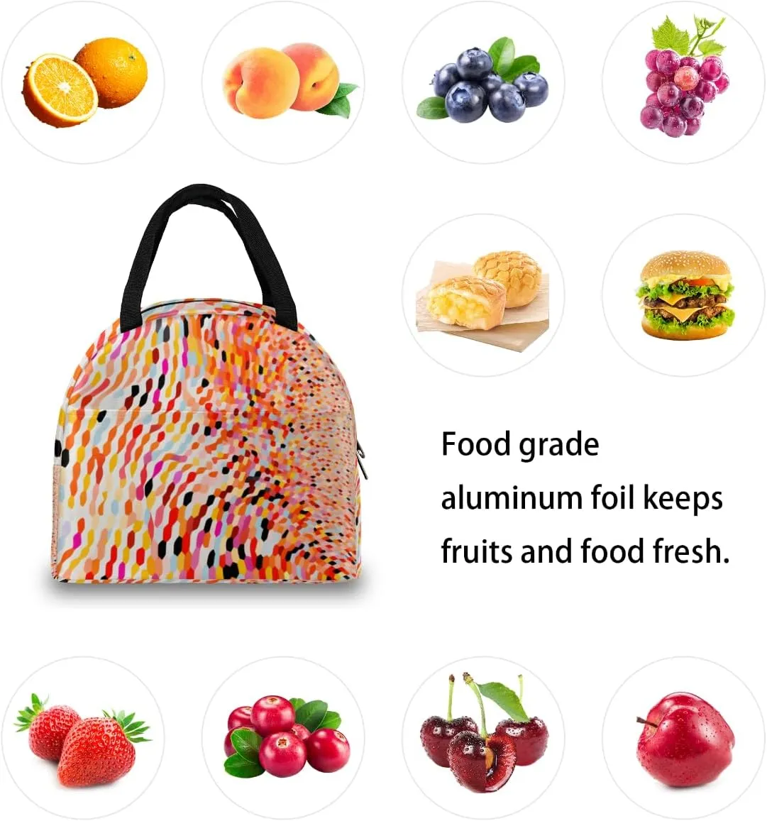 Romance Pattern Lunch Tote Bag Reusable Insulated Bags Waterproof Adult Portable Meal Cooler Pack for Women Men Picnic Office Work Travel