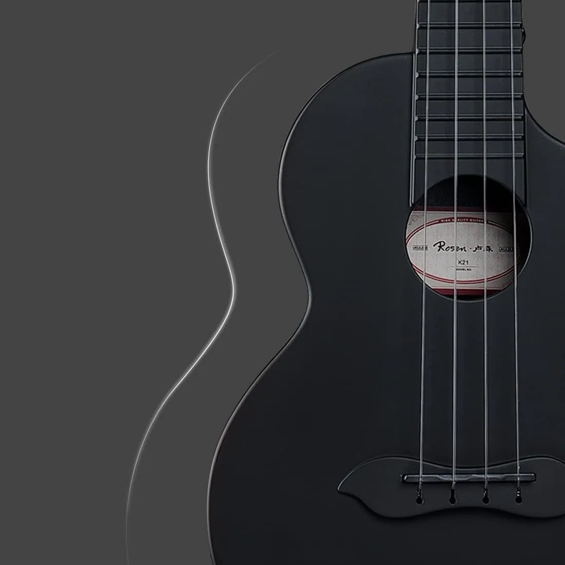 Rosen Concert Ukulele Nova 23 inch Carbon Fiber Travel Ukelele for Adult Kids Beginners Kit Includes Book, case, Strap, Capo, Pick, Strings and Cleaning Cloth, Black