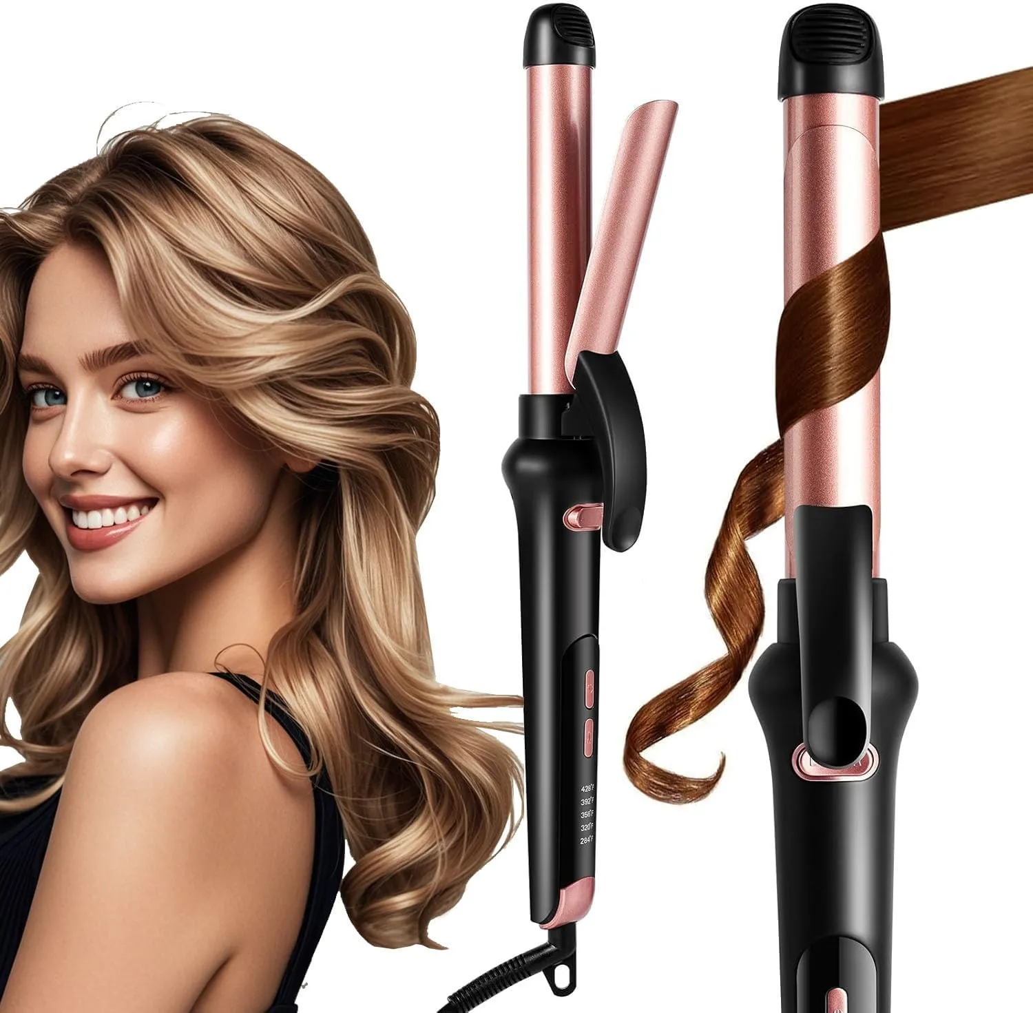 Rotating Curling Iron 1 Inch, Automatic Curling Iron, Anti-Scald Ceramic Hair Curler for Lasting Curls Waves, Rotating Hair Curling Wand Adjustable Temp 284°- 428°F, Dual Voltage for Home Travel