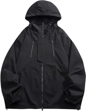 RTRDE Men's Rain Jacket Lightweight Waterproof Coated Hooded Jacket Light Windbreaker Raincoat Jacket, M-5XL