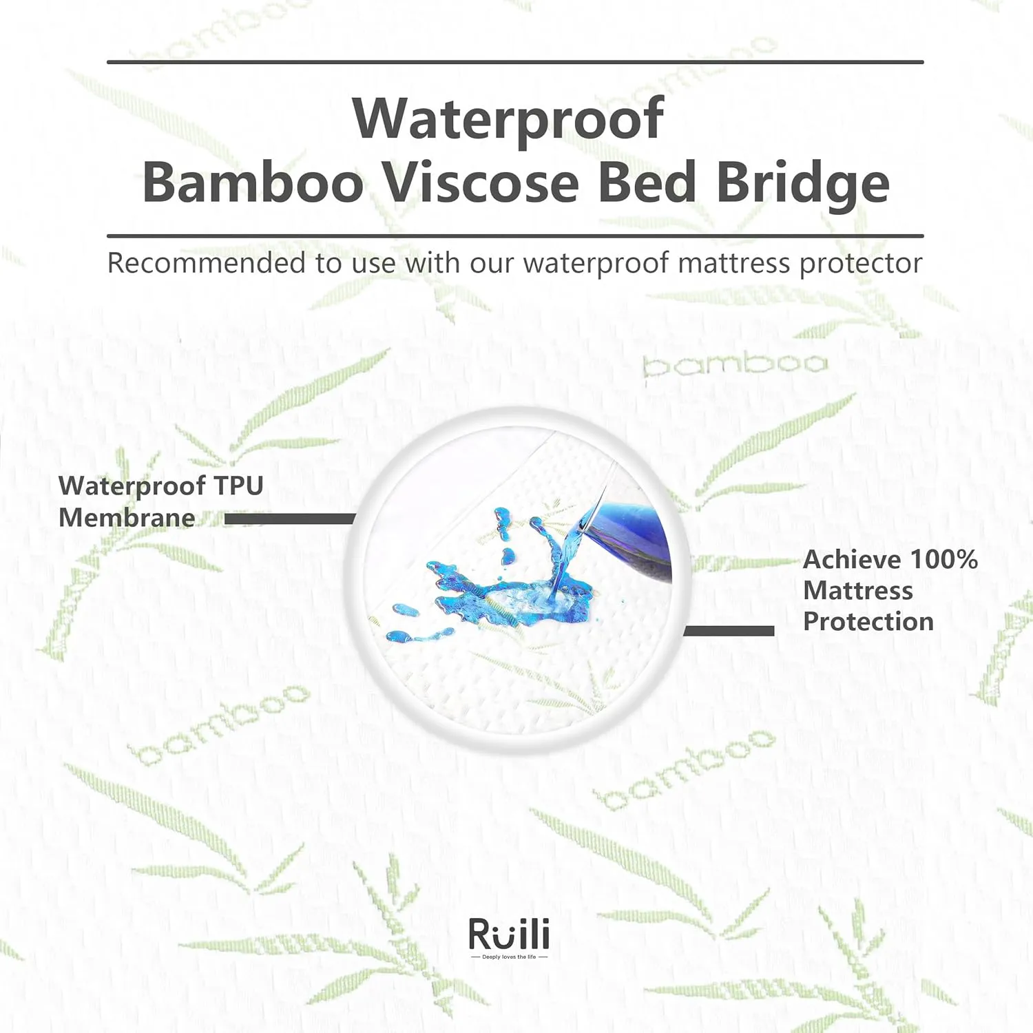 Ruili Bed Bridge Twin to King Converter Kit - Mattress Connector with Strap - Extra Wide Soft Bed Gap Filler - Adjustable Comfortable Connector - Storage Bag Included (Bamboo Viscose)