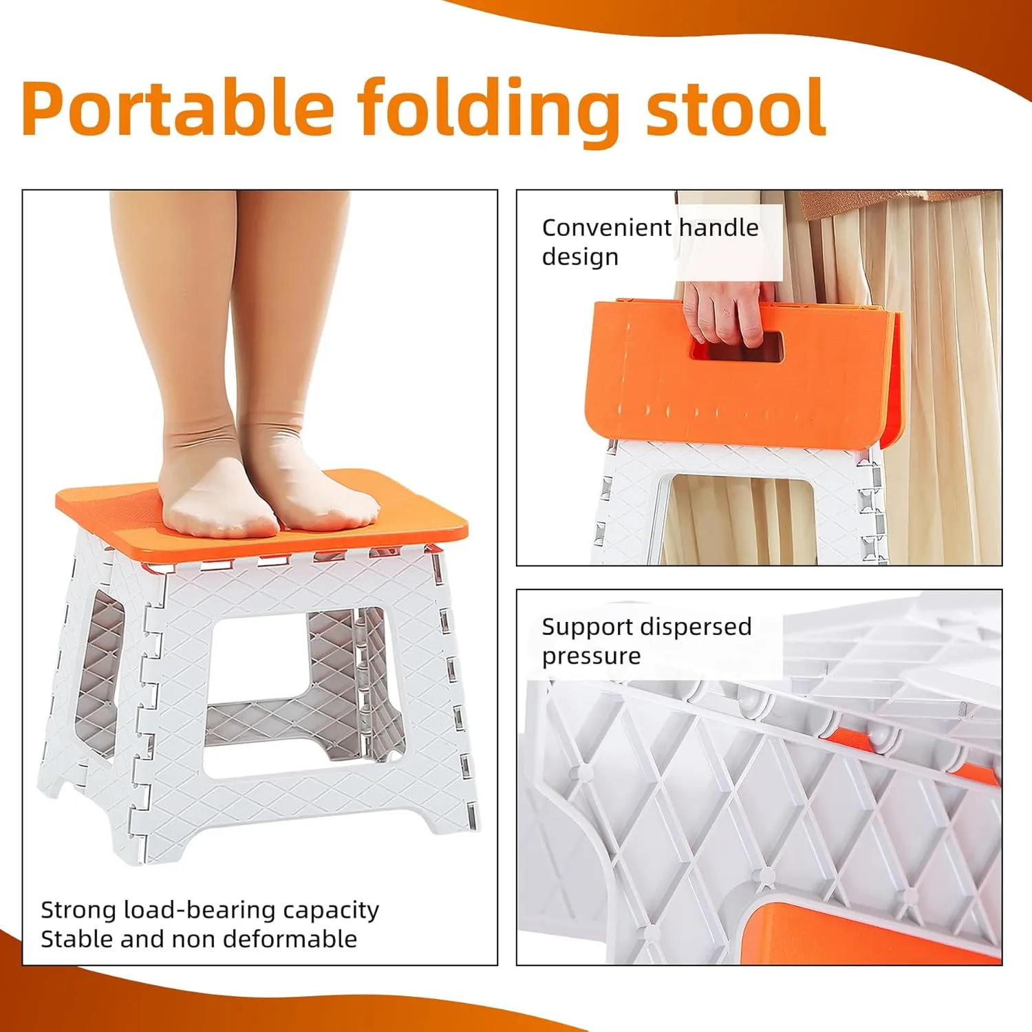 RV Step Stool Collapsible - Durable Plastic Folding Stool, Portable for Camping & Travel, Non-Slip RV Accessories Yellow