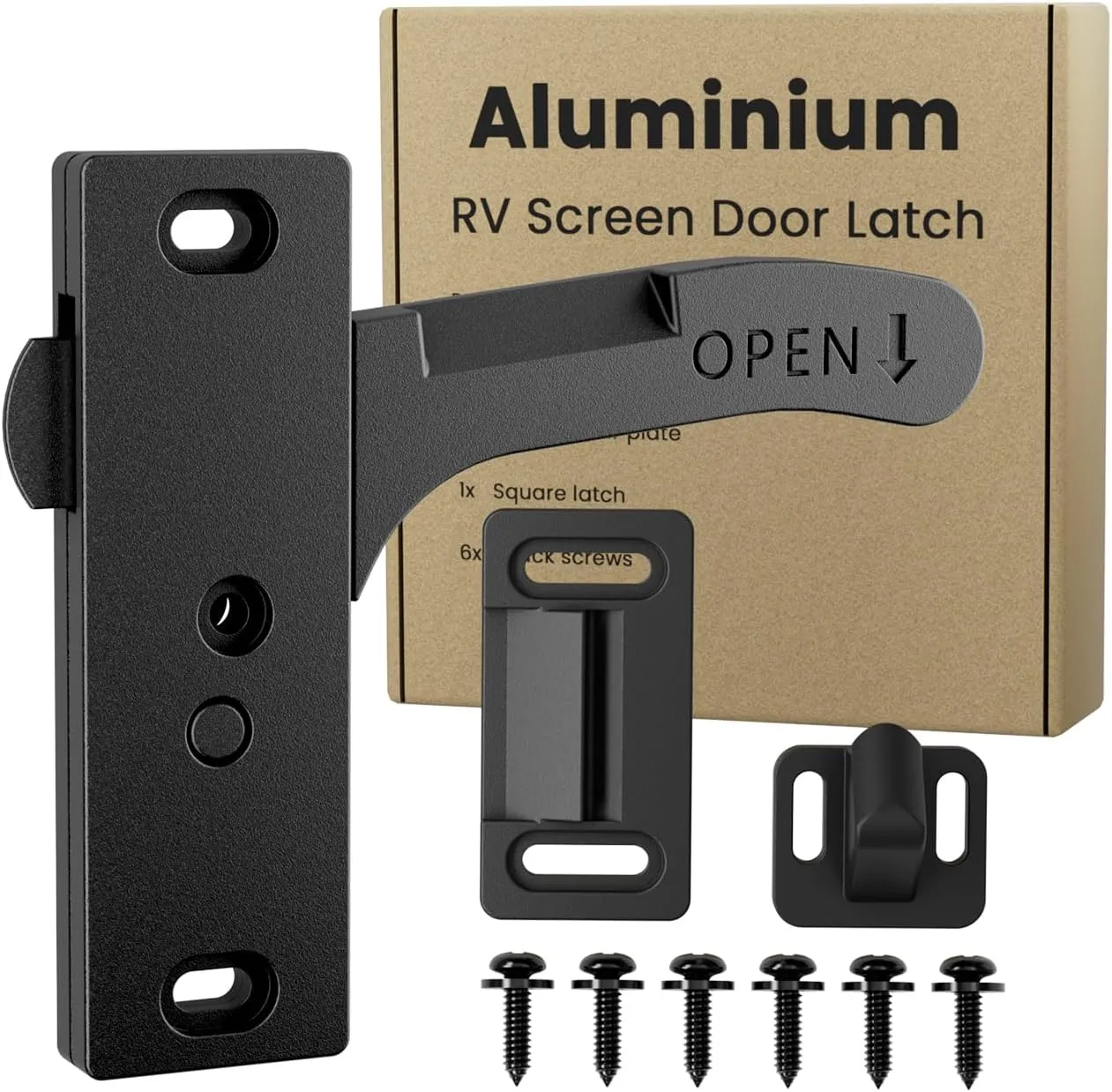 Safoner Aluminum RV Screen Door Latch Right Handle Replacement Kit for Travel Trailer, Camper, Motorhome- RV Accessories for Inside