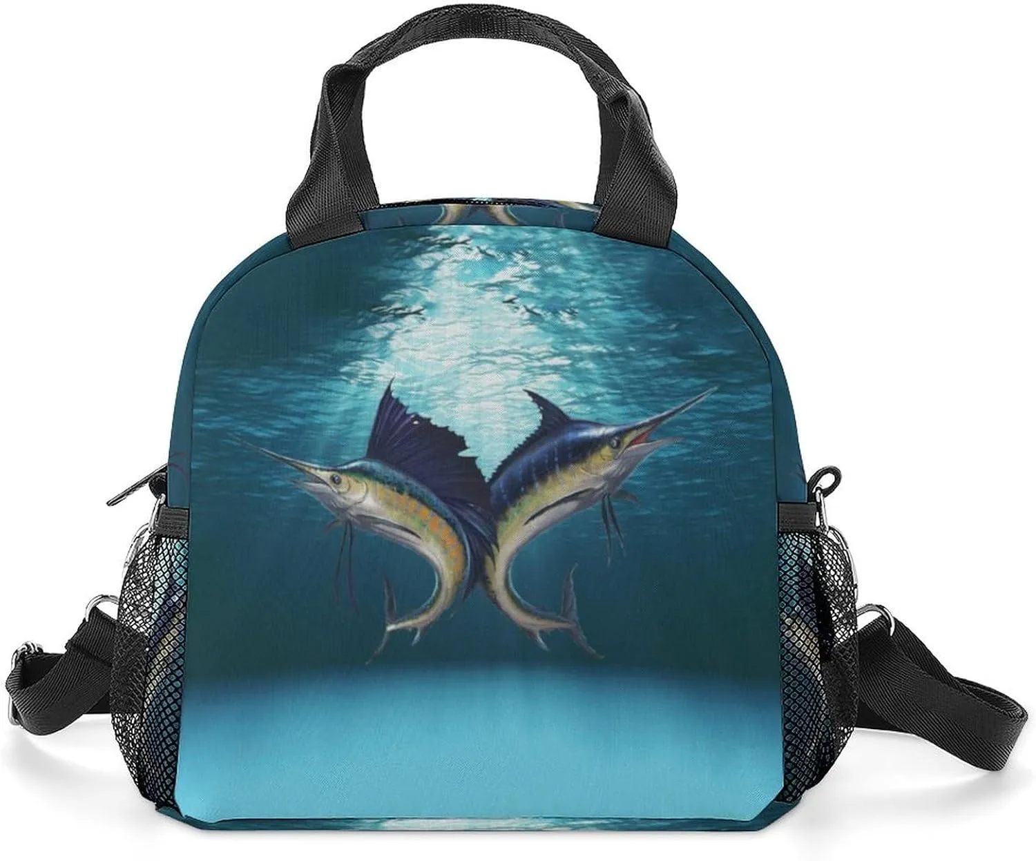 Sailfish and Marlin Lunch Bag Women Insulated Cooler Bag Reusable Crossbody Lunch Tote Bag