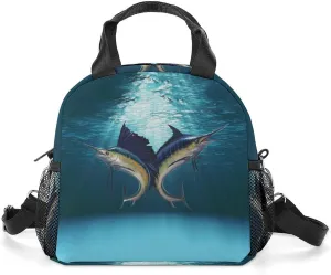 Sailfish and Marlin Lunch Bag Women Insulated Cooler Bag Reusable Crossbody Lunch Tote Bag
