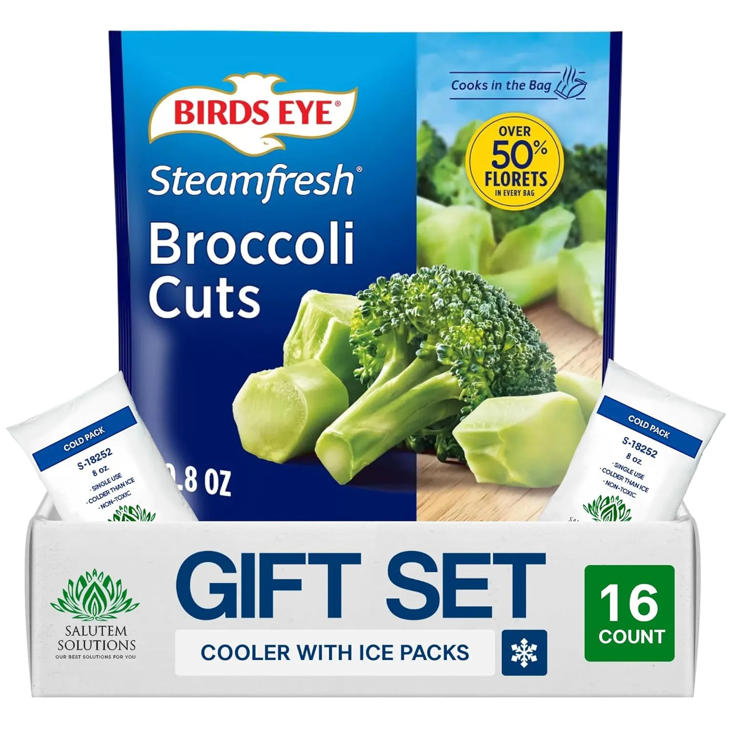 Salutem Vita – Steamable Frozen Broccoli Cuts, Vegetable, 10.8 oz, Gift Set – Pack of 16
