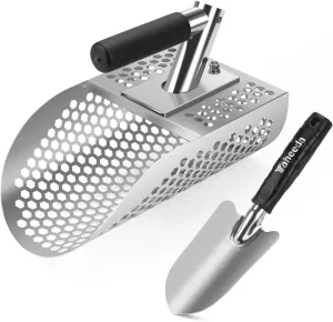 Sand Scoop with Shovel for Metal Detecting, Metal Detector at Beach,Heavy Duty Stainless Steel Metal Detecting Tool,Treasure Finds Scoop, Digging Shovel Fast Sifting Shovel