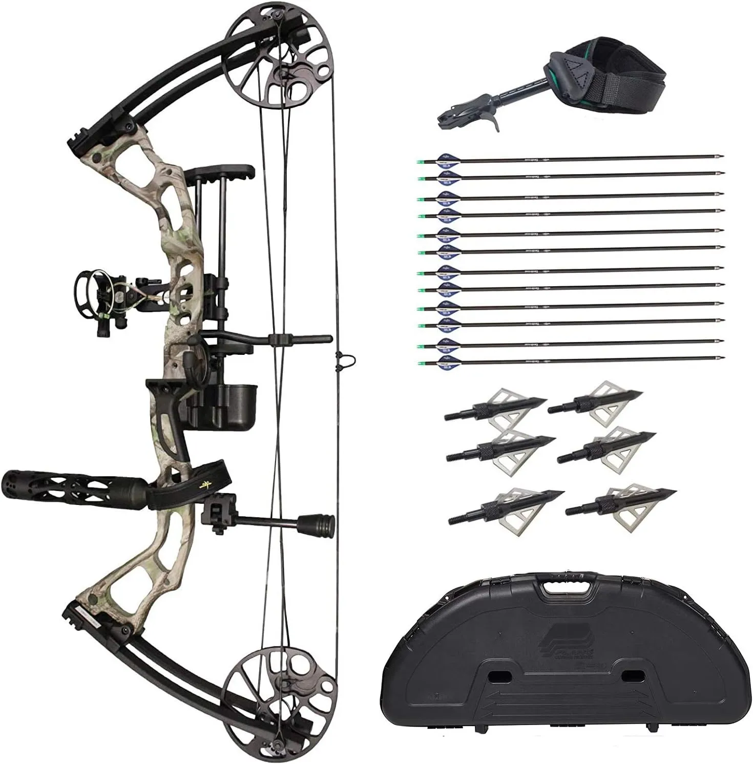 SAS Feud 70 Lbs Compound Bow Travel Package (Camo with Travel Package)