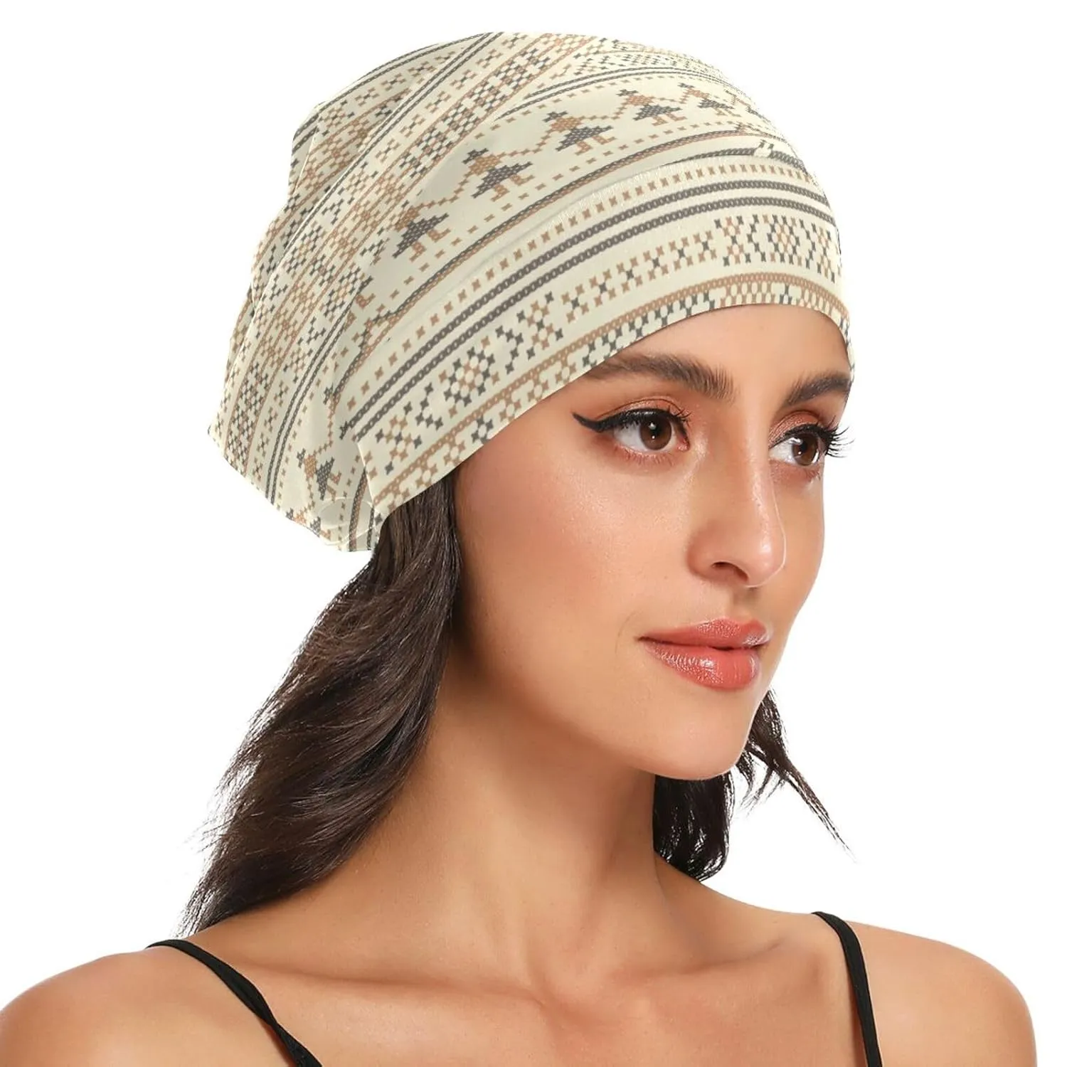 Satin Bonnet Hair Wrap for Sleeping - Lined Sleep Cap for Curly Hair Women & Men - Beige