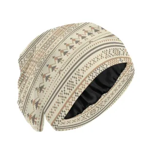 Satin Bonnet Hair Wrap for Sleeping - Lined Sleep Cap for Curly Hair Women & Men - Beige