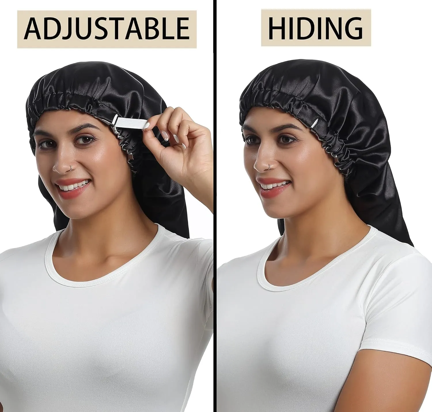 Satin Bonnet Silky Sleep Cap,Adjustable Hair Bonnet for Braids Curly Hair