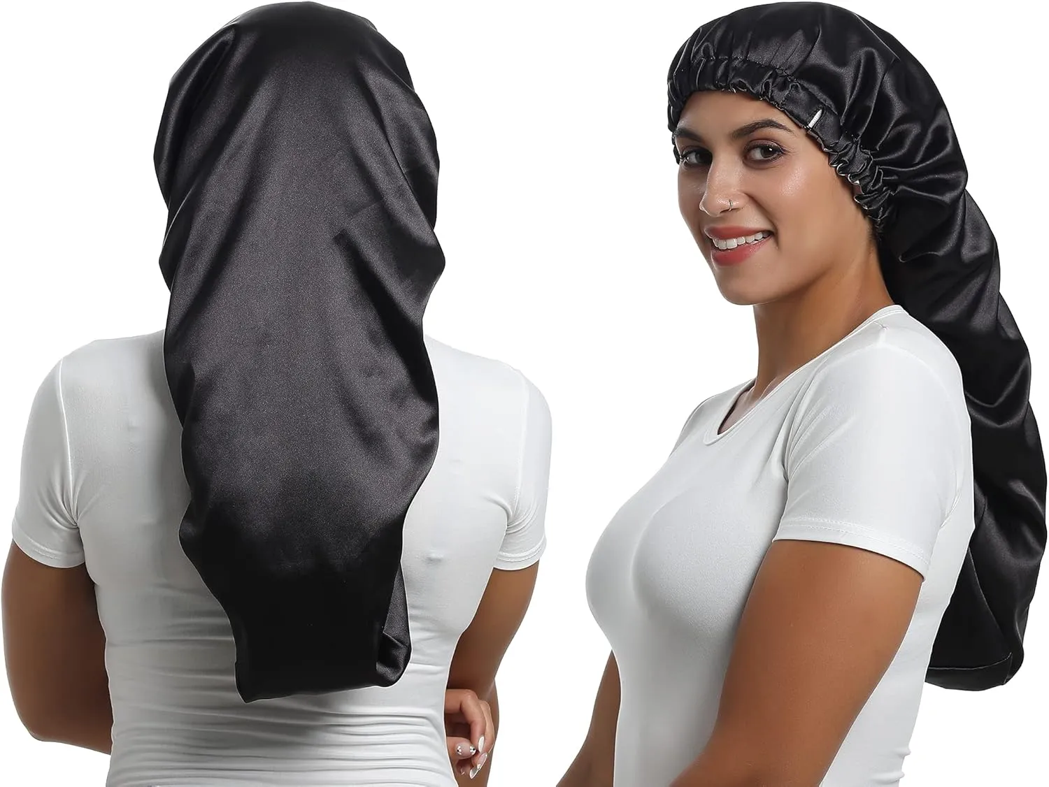 Satin Bonnet Silky Sleep Cap,Adjustable Hair Bonnet for Braids Curly Hair