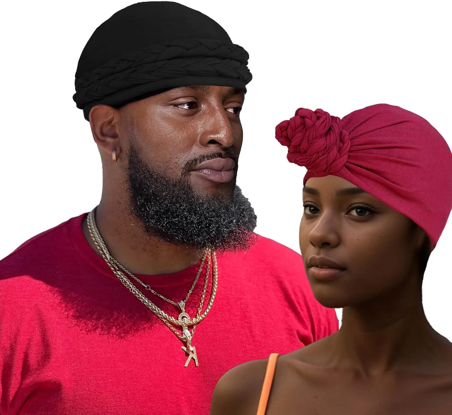 Satin Lined Turban for Men & Women, Silky Lined Sleeping Bonnet Sleep Cap, Halo Turban Durag for Waves Braids Locs