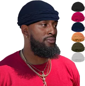 Satin Lined Turban for Men & Women, Silky Lined Sleeping Bonnet Sleep Cap, Halo Turban Durag for Waves Braids Locs