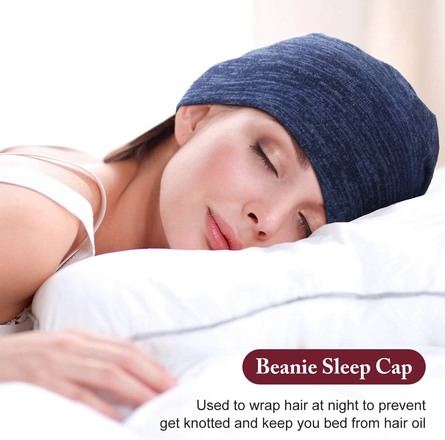 SATINIOR 6 Pieces Satin Lined Sleep Cap Slouchy Skull Beanie Hat Night Hair Cap Headwear Head Wrap for Curly Hair Women Girl