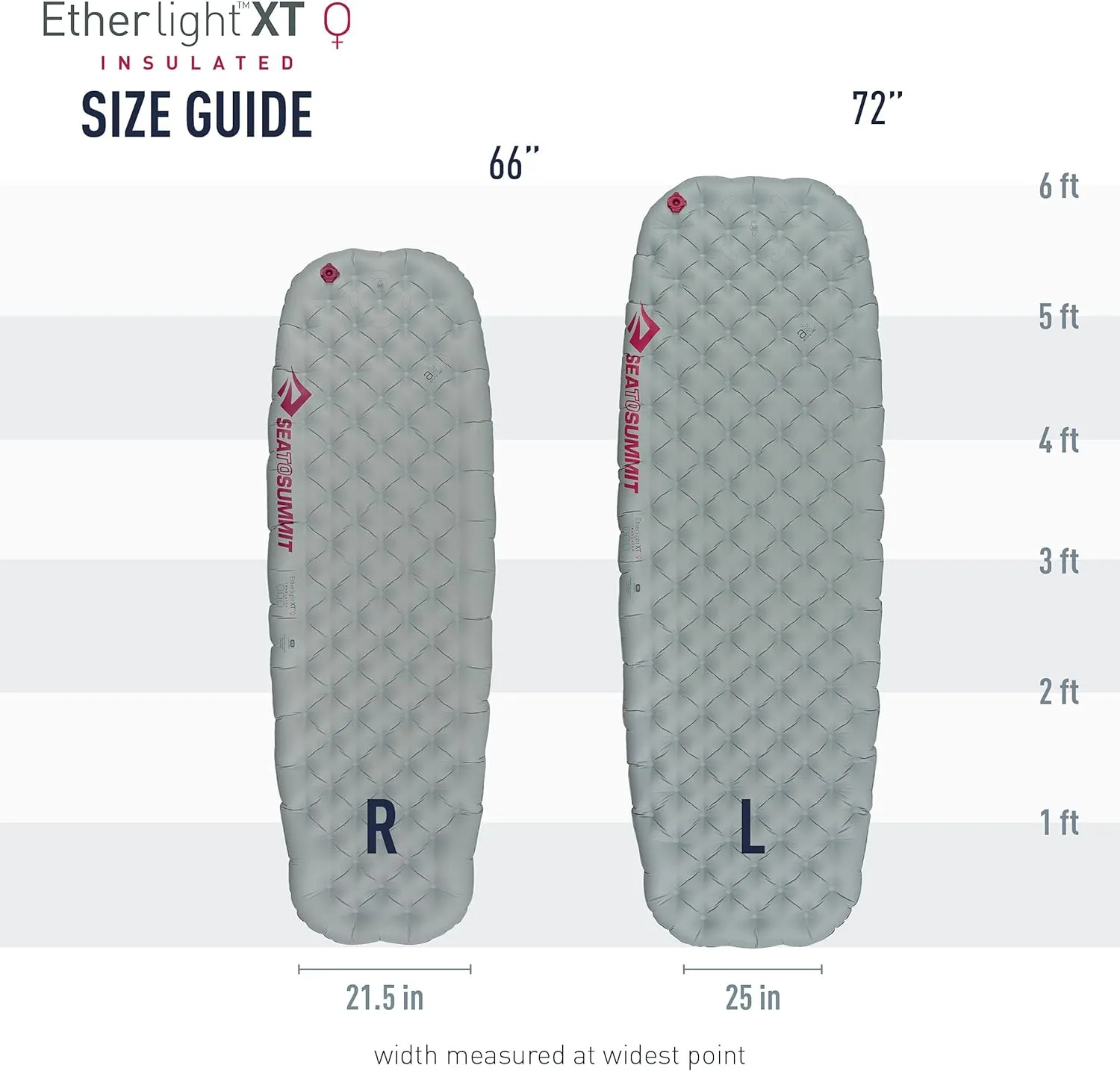 Sea to Summit Ether Light XT Extra-Thick Insulated Sleeping Pad, Women's Large (72 x 25 x 4 inches)