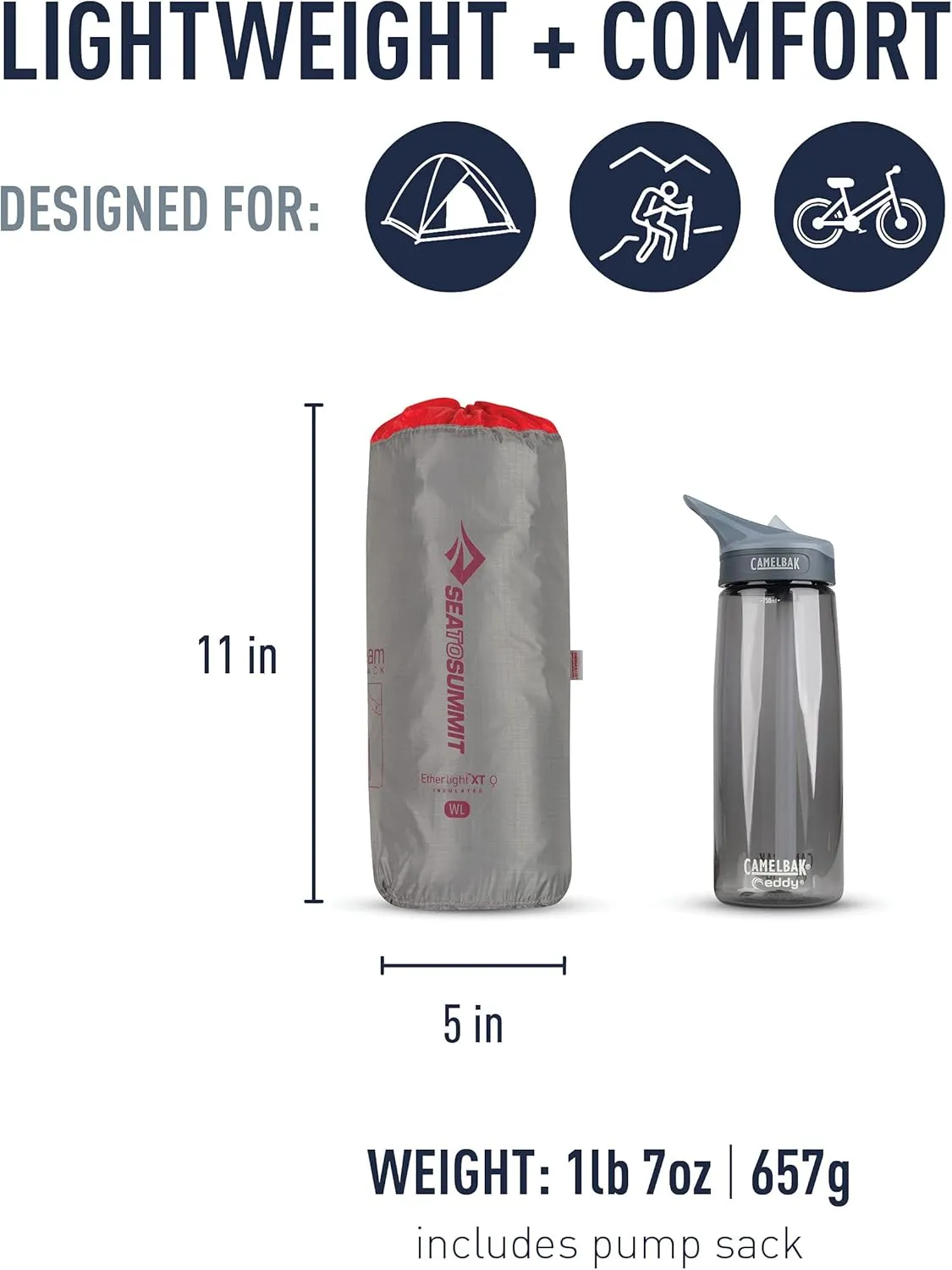 Sea to Summit Ether Light XT Extra-Thick Insulated Sleeping Pad, Women's Large (72 x 25 x 4 inches)