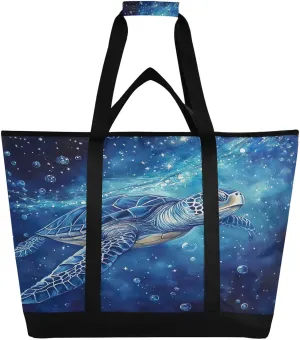 Sea Turtle Reusable Insulated Lunchbox Cooler Bag, Leakproof Kitchen Grocery Bag Collapsible Portable Cooler Tote Bag for Picnic, Camping, Office, Travel