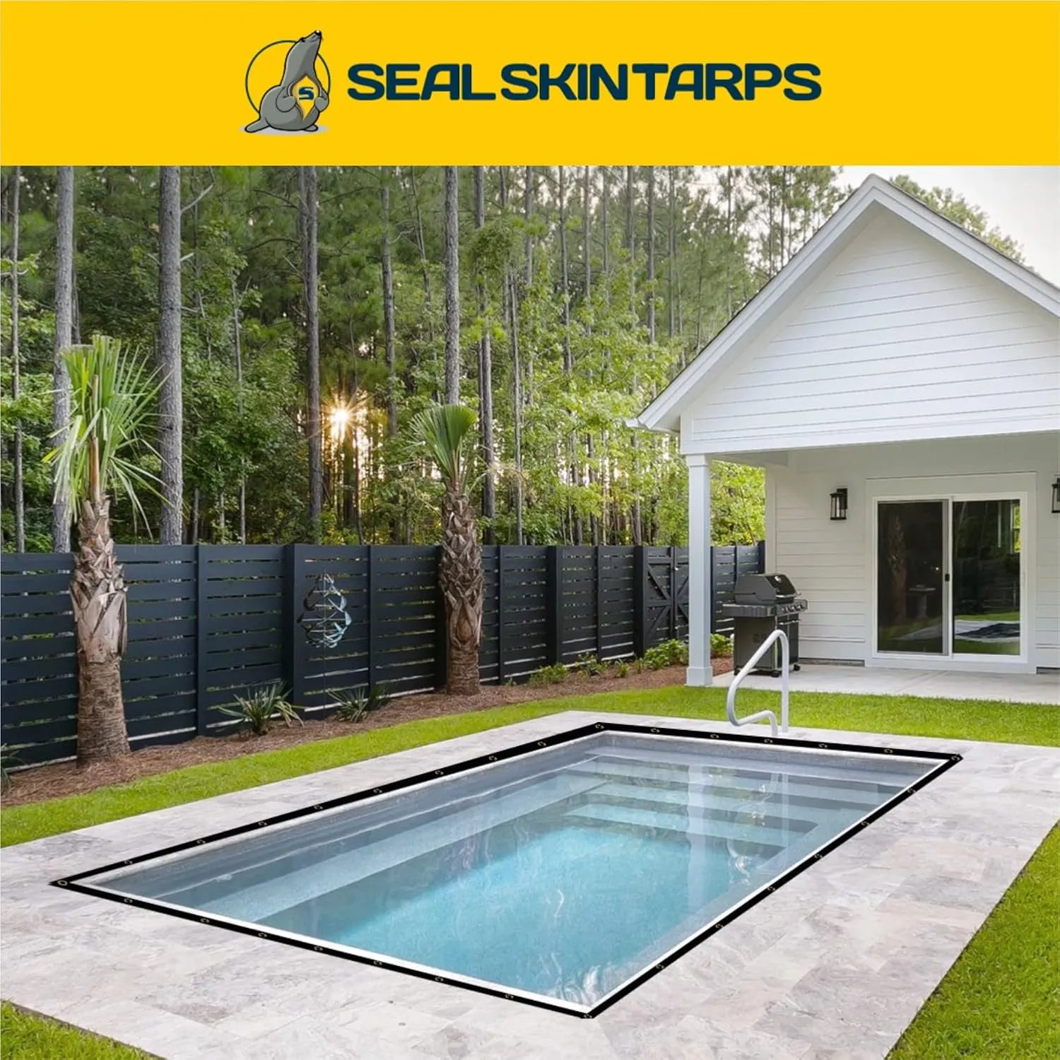 Seal Skin Covers Waterproof Clear Tarp 8x10 FT, 20 Mil 18 OZ 560 GSM Heavy Duty Transparent Vinyl Tarpaulin with Grommets