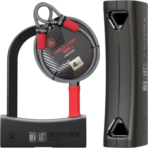 Seatylock Mason Bike U Lock and Locking Cable Kit - Patented Heavy Duty Anti Theft Diamond Secure ULock - Ultra Security Bicycle Safety Tool with Keys for City Electric, Mountain Bikes and Scooters