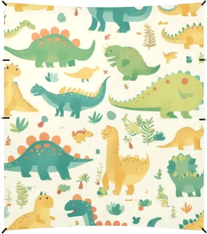 Set Cartoon Watercolor Dinosaurs Foldable Beach Tent UPF50  Protection Easy Setup Large Sun Shade with Sand Shovel for Backyard, Grassland, Park