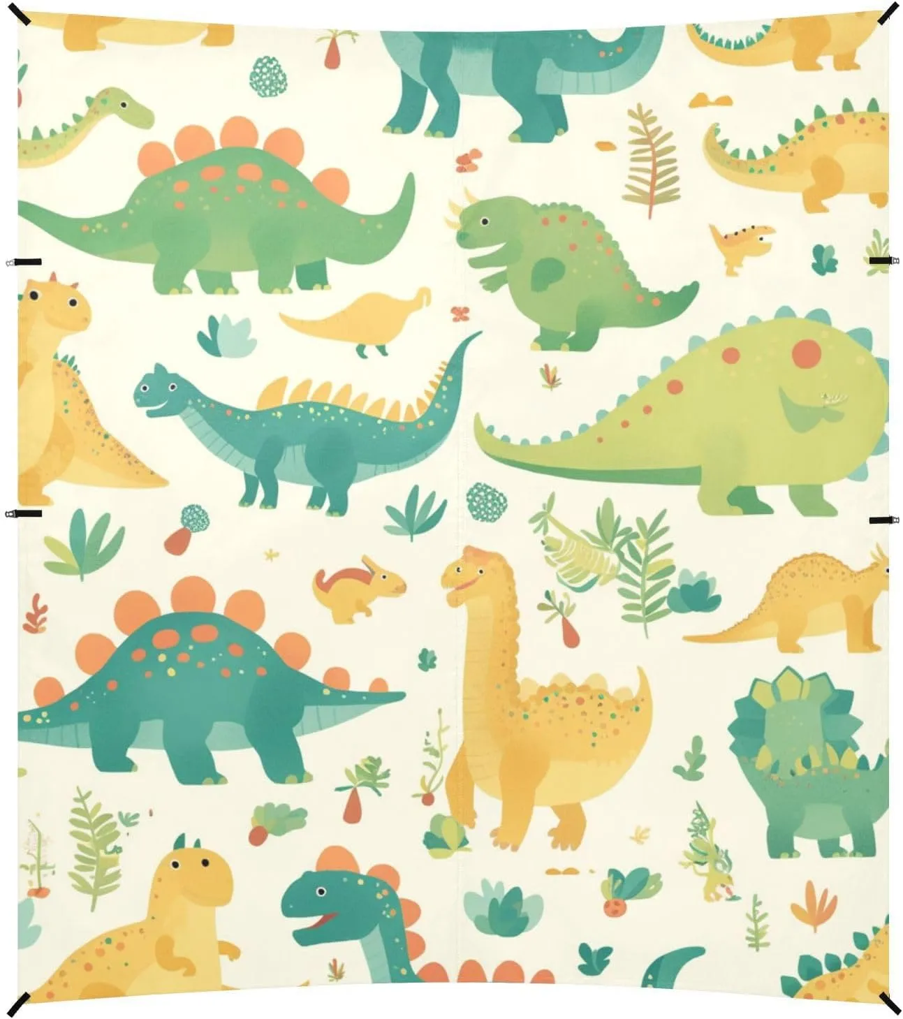 Set Cartoon Watercolor Dinosaurs Foldable Beach Tent UPF50  Protection Easy Setup Large Sun Shade with Sand Shovel for Backyard, Grassland, Park