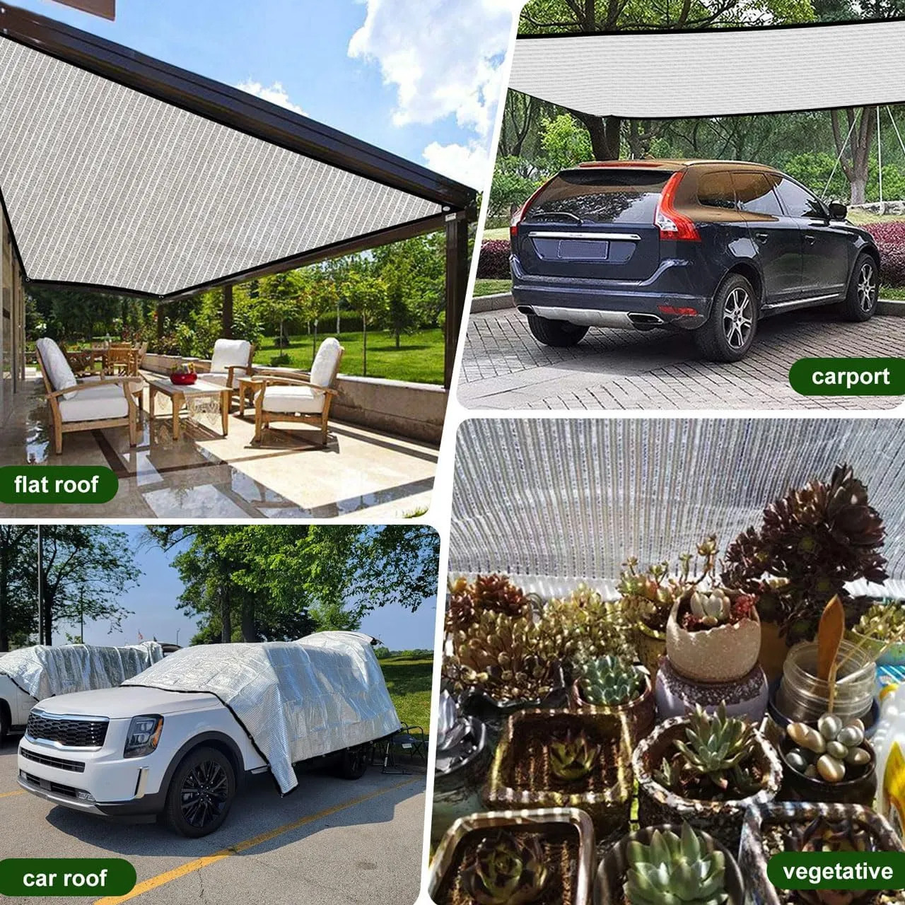 Shade Cloth-Thickened and Encrypted 80% Aluminum Shade Cloth for Greenhouse Balcony Garden,Outdoor Pergola,Lawn,Cars.Easy Hanging with Edges and Holes,Silver Heat Reflective Tarp