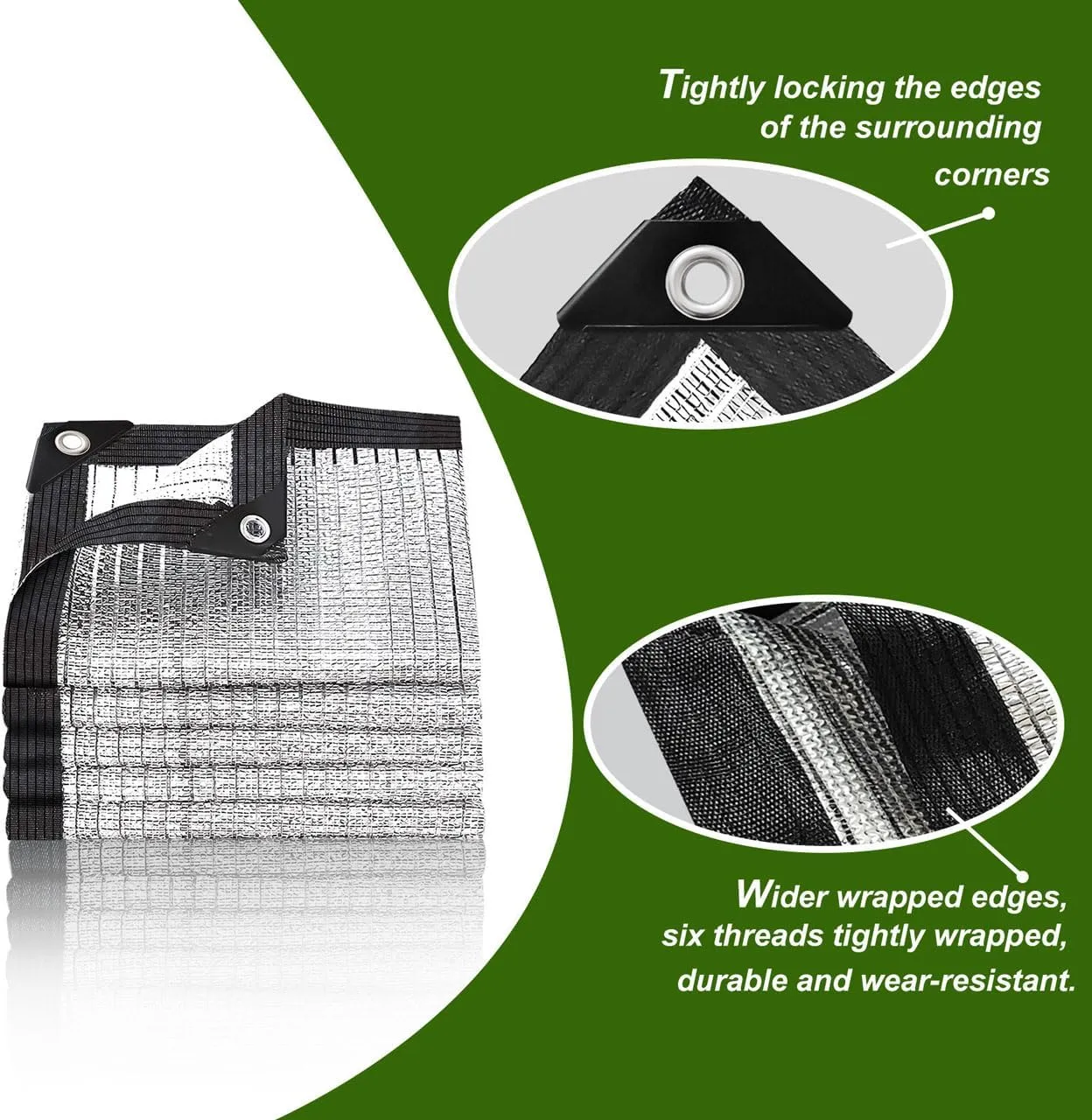 Shade Cloth-Thickened and Encrypted 80% Aluminum Shade Cloth for Greenhouse Balcony Garden,Outdoor Pergola,Lawn,Cars.Easy Hanging with Edges and Holes,Silver Heat Reflective Tarp