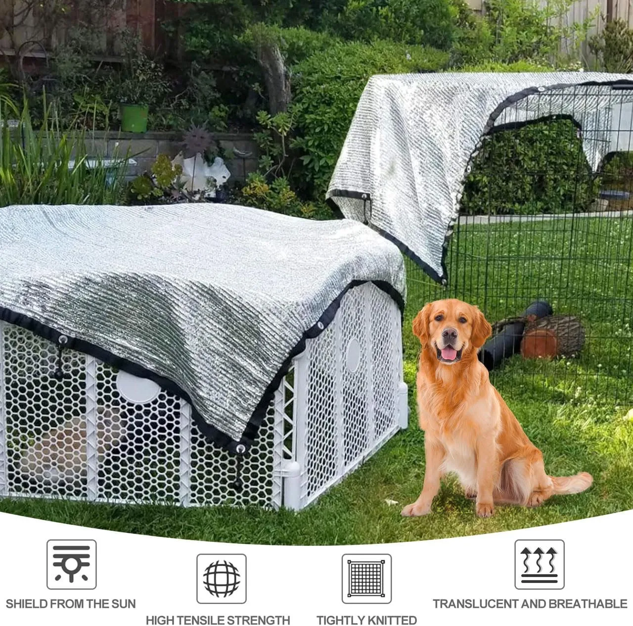 Shade Cloth-Thickened and Encrypted 80% Aluminum Shade Cloth for Greenhouse Balcony Garden,Outdoor Pergola,Lawn,Cars.Easy Hanging with Edges and Holes,Silver Heat Reflective Tarp