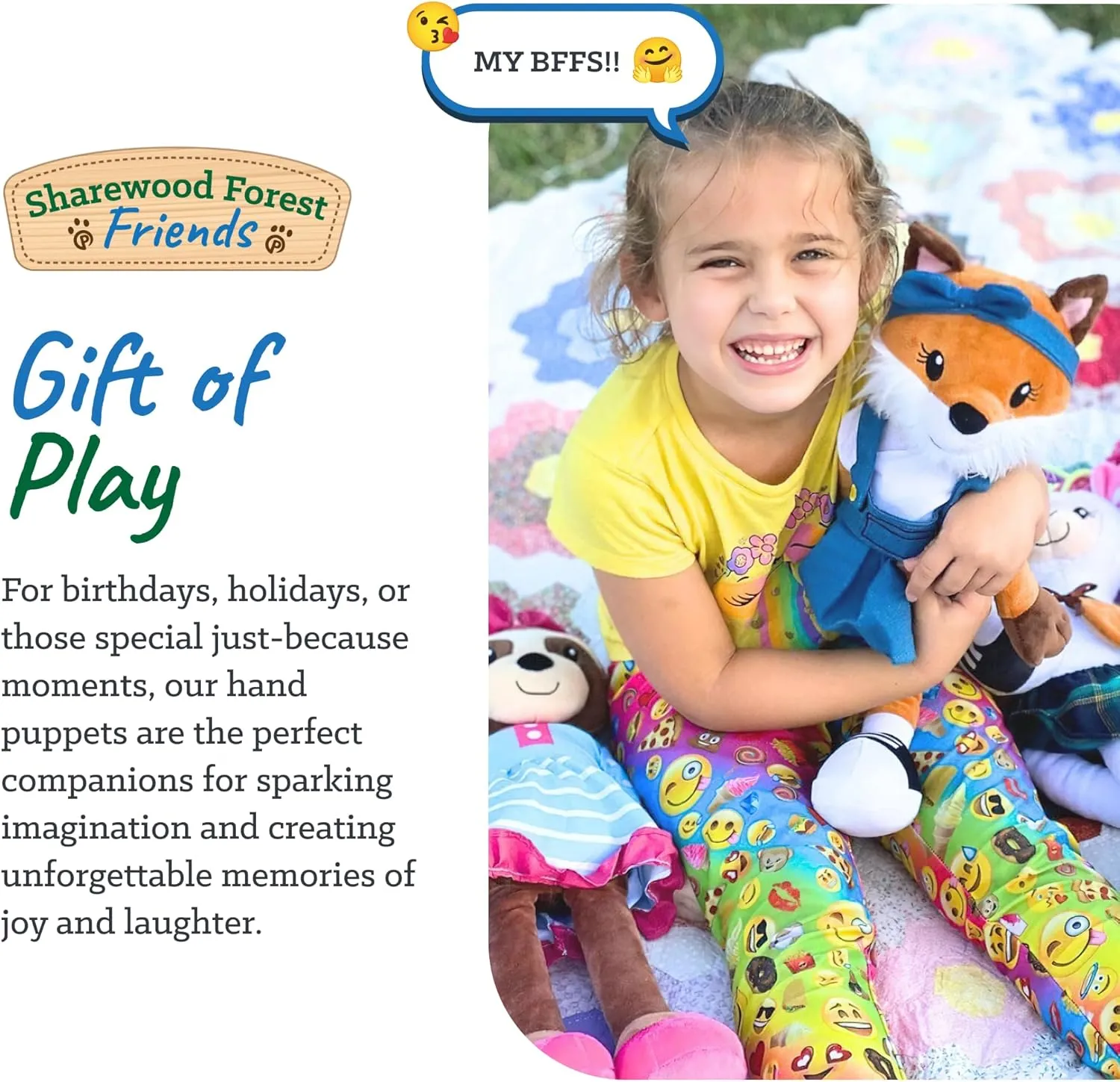 Sharewood Forest Friends Fiona The Fox Hand Puppet - Stuffed Animal for Toddlers, Kids, Teachers, Daycare & School - Perfect for Puppet Theatre and Creative Play