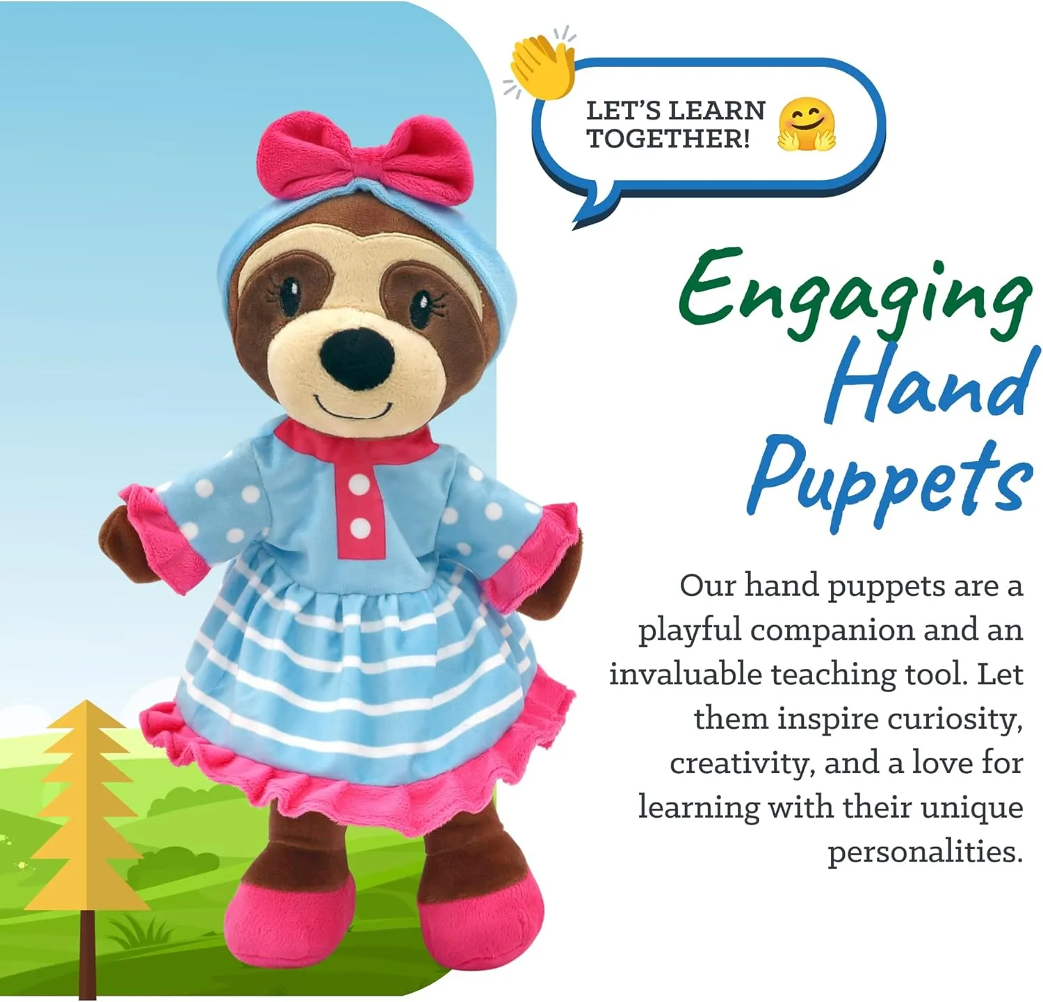 Sharewood Forest Friends Piper The Unicorn Hand Puppet - Stuffed Animal for Toddlers, Kids, Teachers, Daycare & School - Perfect for Puppet Theatre and Creative Play