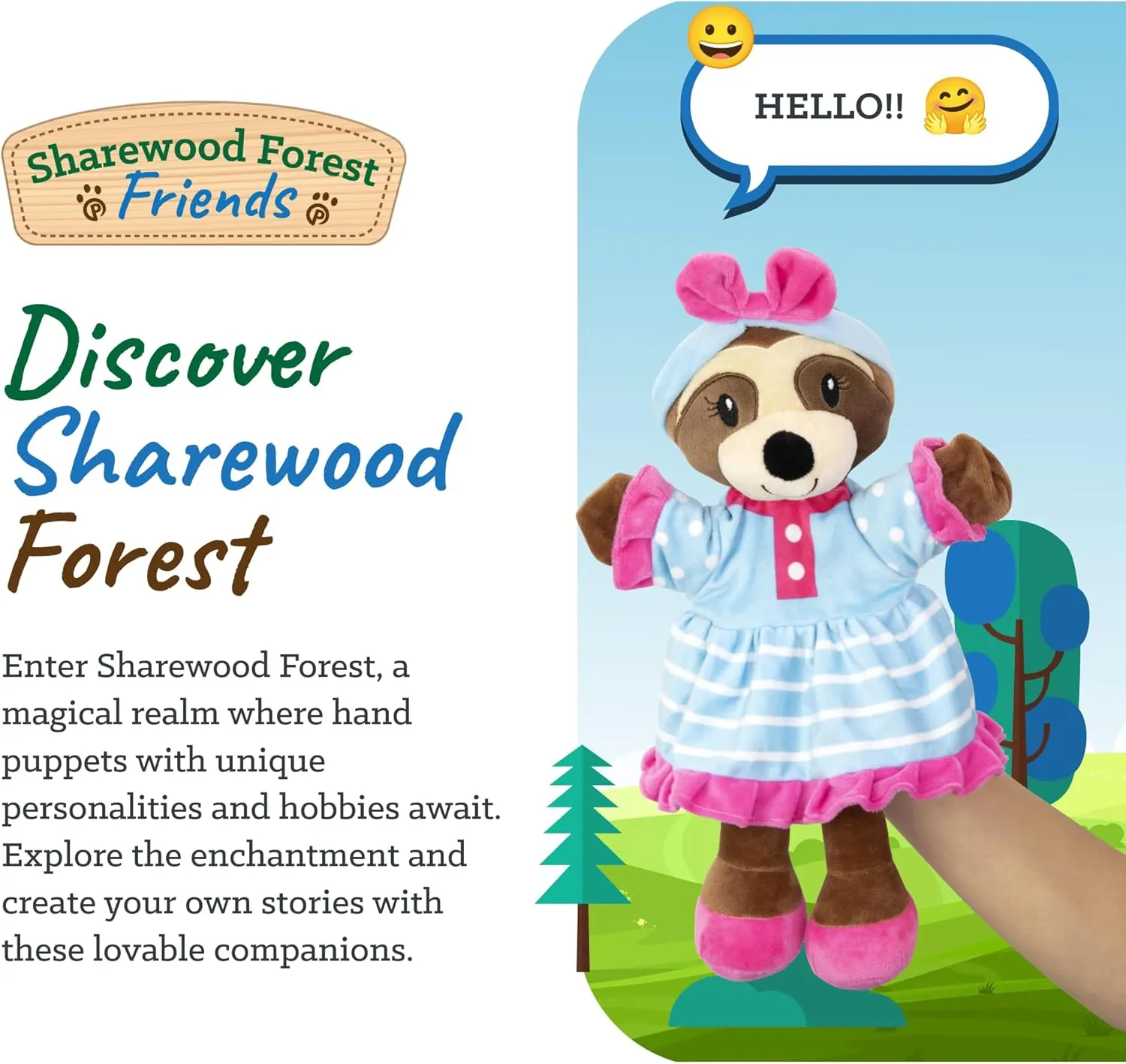 Sharewood Forest Friends Piper The Unicorn Hand Puppet - Stuffed Animal for Toddlers, Kids, Teachers, Daycare & School - Perfect for Puppet Theatre and Creative Play