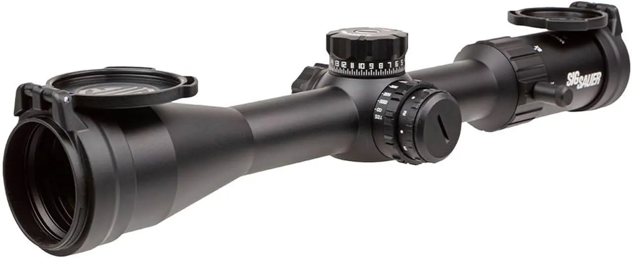 SIG SAUER WHISKEY4 4-16X44mm 30mm Tube First Focal Plane/FFP Riflescope - Durable Shockproof Lightweight Precise Waterproof Fogproof Black Hunting Rifle Scope - Flip-Back Caps & Throw Lever Included