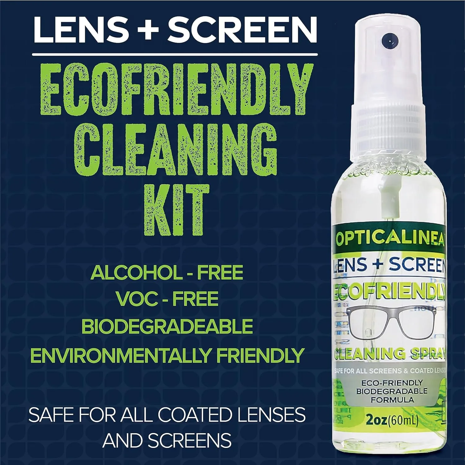 Silicone Essentials Water-Proof Travel Bag and Spray Kit l All-Weather Storage Zipper Bag (1) 2oz Eco Spray Eyeglass & Screen Cleaner & (1) Premium 6"x6" Microfiber Cloth | Navy Spray Kit