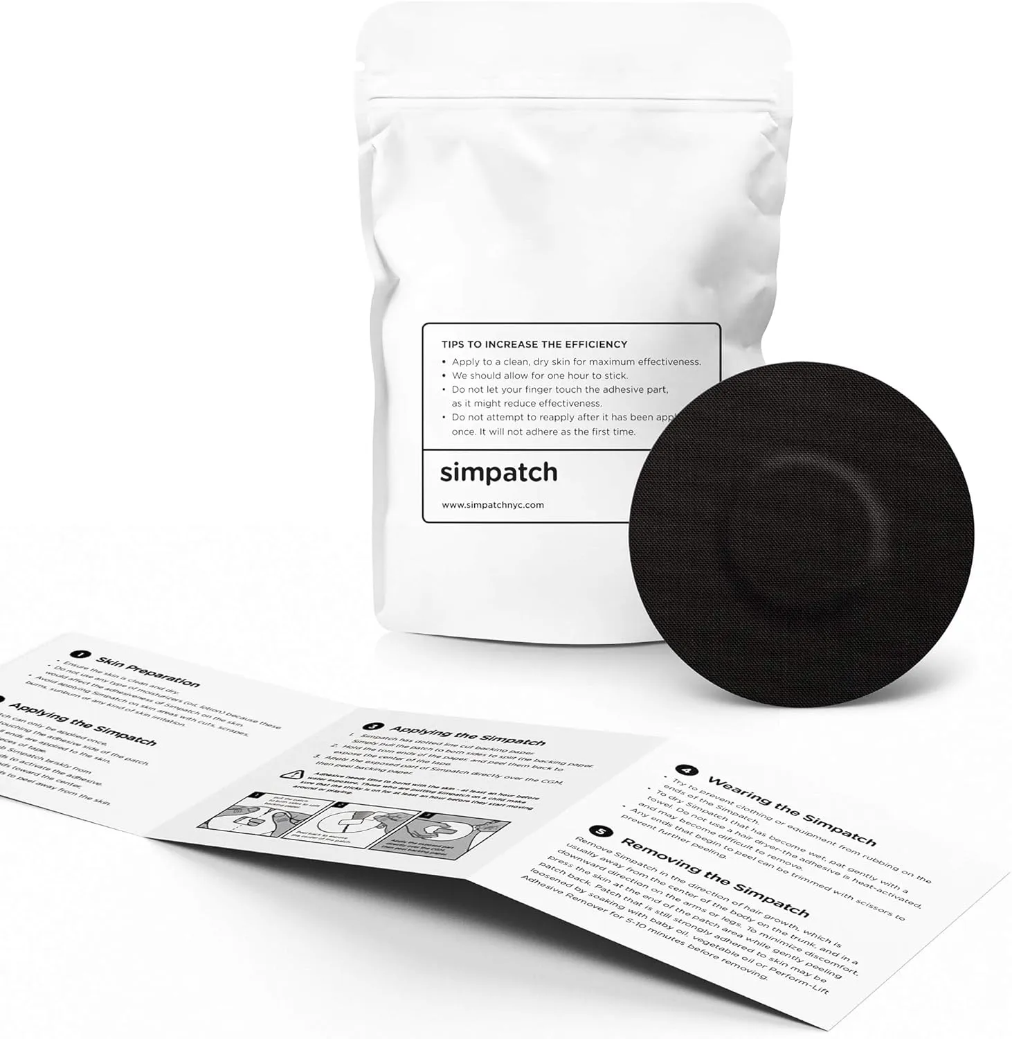 SIMPATCH Universal Adhesive Patch, No Hole (25-Pack) (Black)