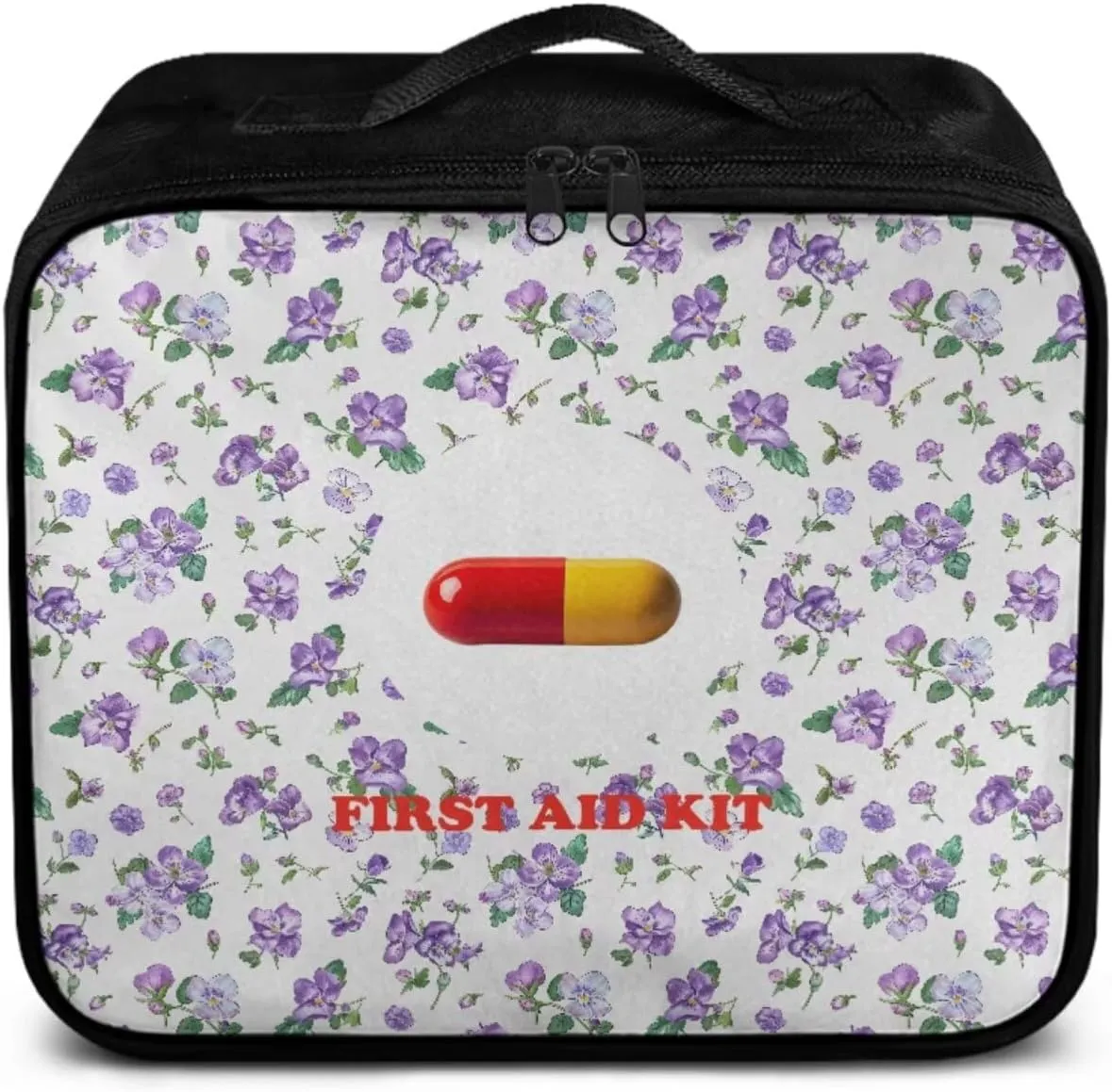 Simple Purple Flower Print First Aid Kit-Empty Medical Kit-Trauma Aid Kit-Medicine Organizer Storage,Ideal for Family-Dorm-Traveling-Car-RV-Camping-Hiking-Hunting Essentials Gear (Bag Only)