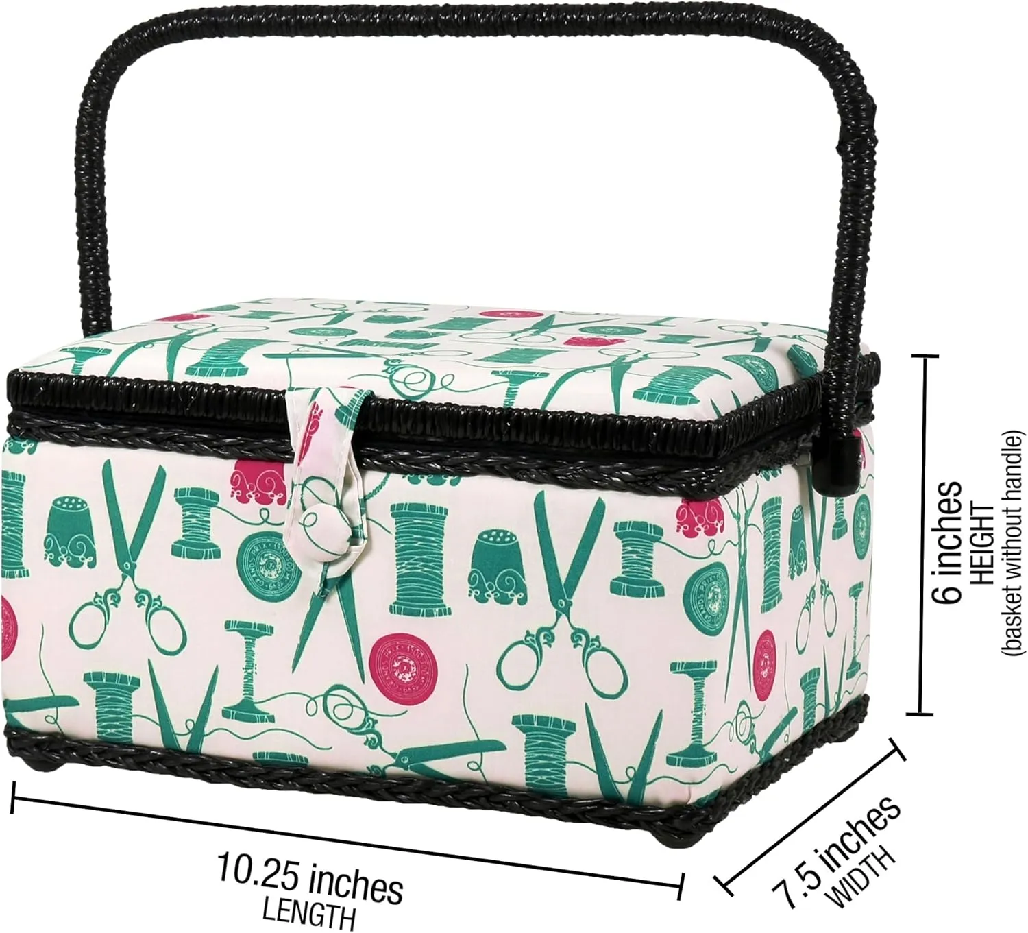 SINGER 07271 Basket with Sewing Notions Kit & Removable Tray-Vintage Spools, Tan
