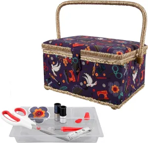 SINGER Sewing Basket with Sewing Kit, Needles, Thread, Scissors, and Notions- Purple