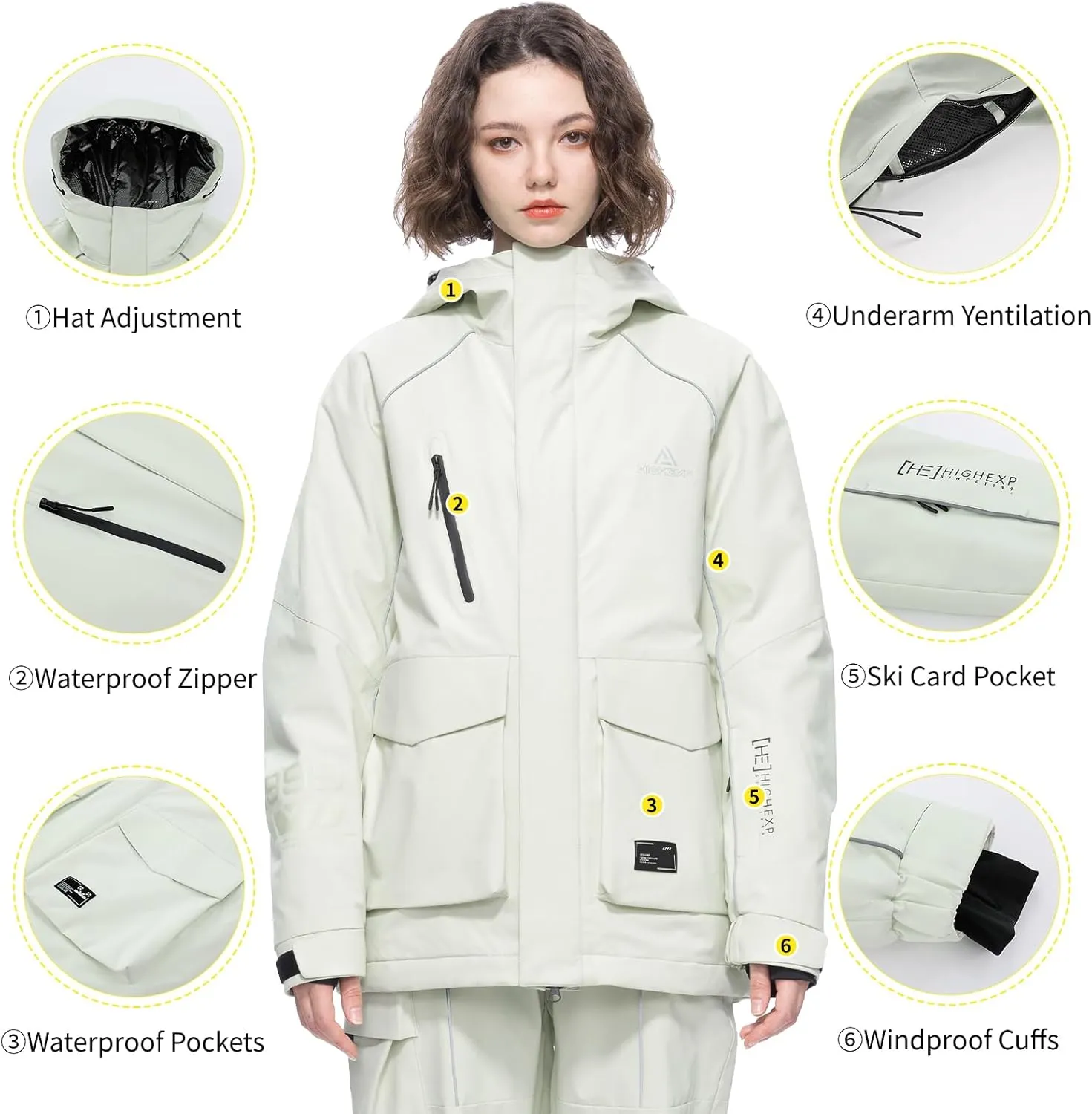 Ski Jacket Snowboard Coat Snow Winter Waterproof Insulated Windproof Baggy Warm Hooded Jacket for Men Women