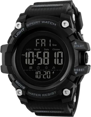 SKMEI Digital Watch for Men, Waterproof Military Watch with LED Backlight Chronograph Alarm, Black Big Face Sports Wrist Watch for Men Boys