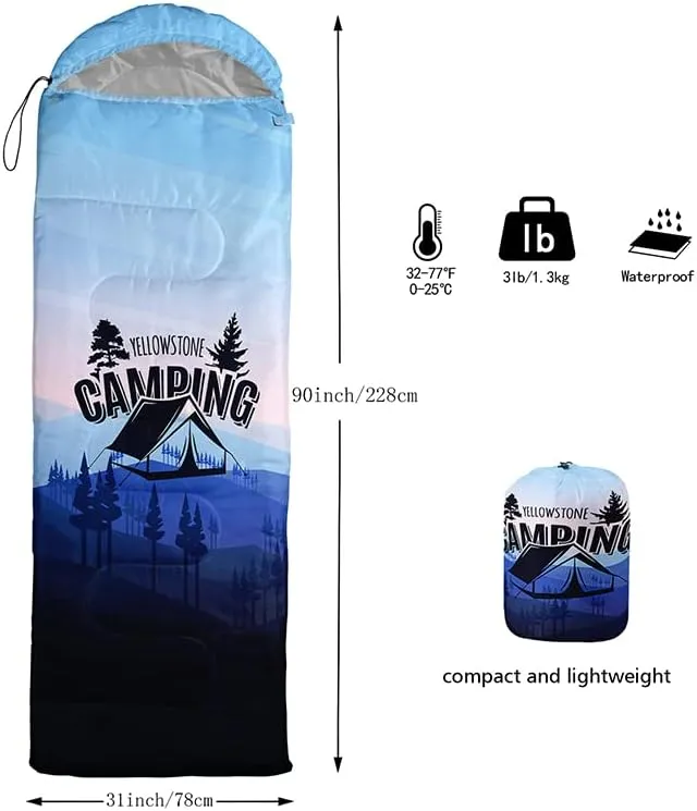 Sleeping Bag for Adults Kids,Green Mountain Camp Van-Lightweight Warm Portable Outdoor Indoor-Waterproof Cold Weather Resistant Sleeping Bag for Camping Hiking
