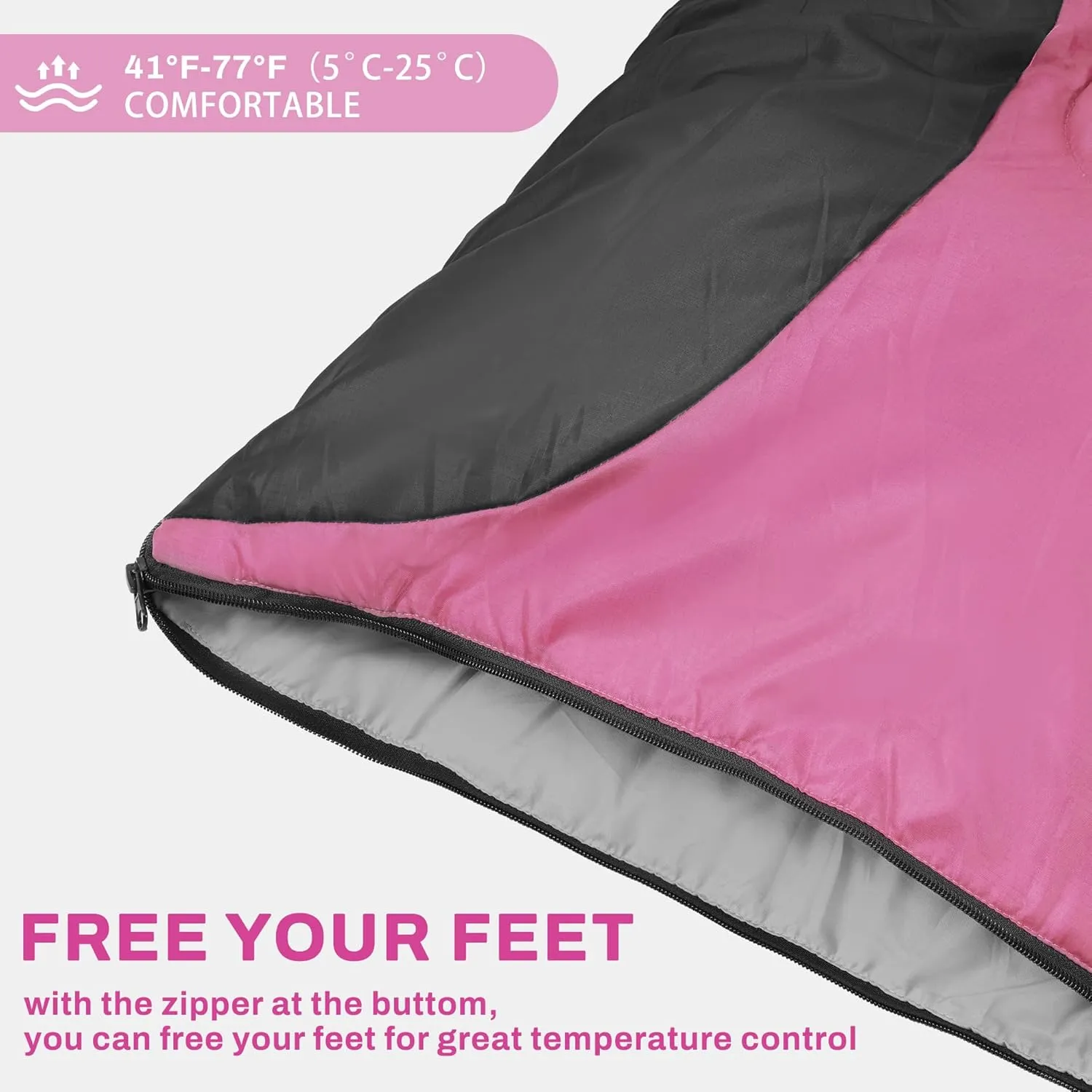 Sleeping Bag for Adults Teens Kids Cold Warm Weather, Portable Waterproof & Lightweight, Compact with Compression Sack, for 3-4 Seasons Camping, Backpacking, Hiking, Travel, Indoors Outdoors