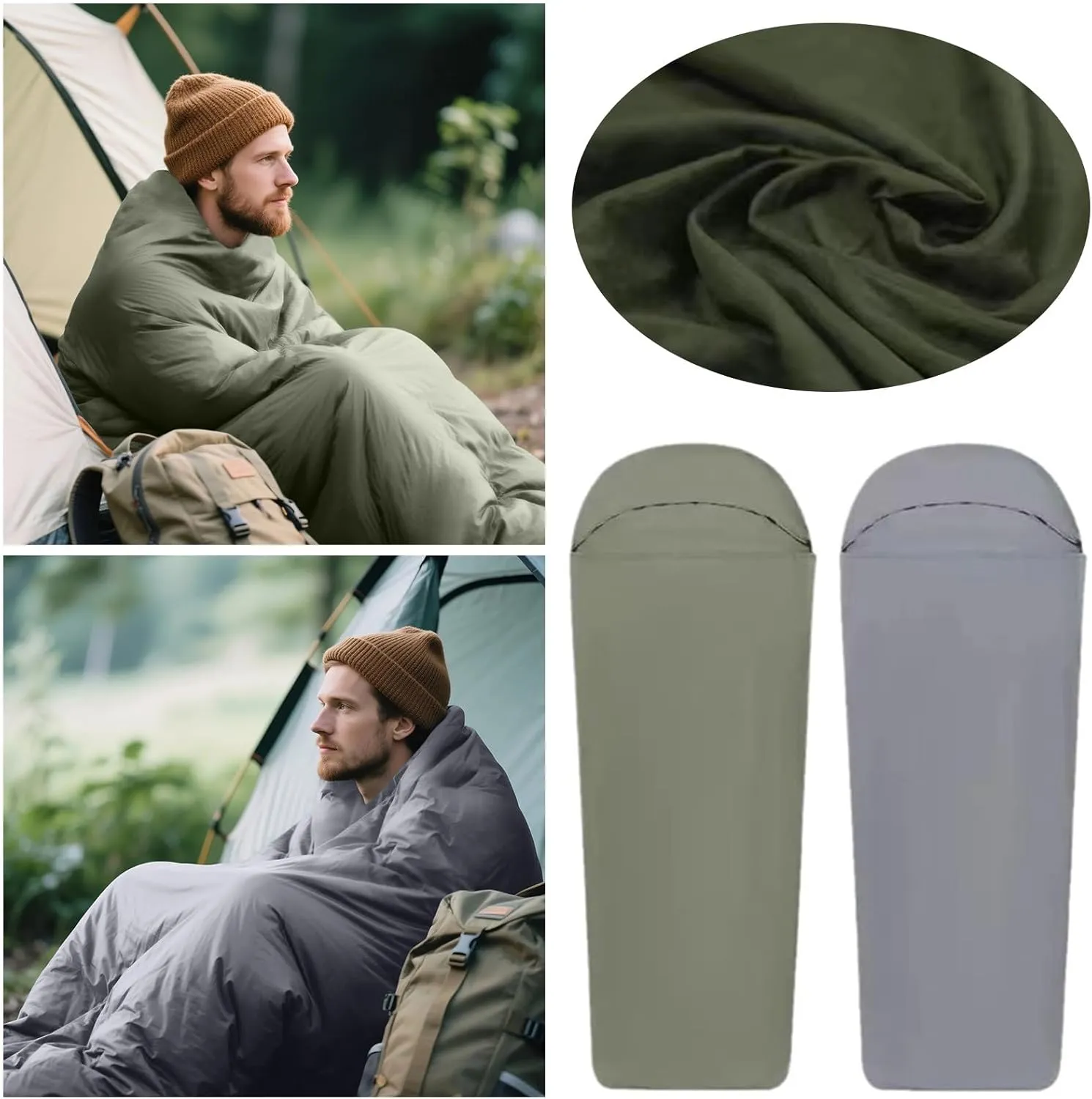 Sleeping Bag for Camping, Lightweight Sleeping Bag Liner, Adult Sleep Sack & Travel Sleep Sack, Travel Sheets & Camping Sheet for Backpacking, Hotel, Hostels, Comfy & Easy Care