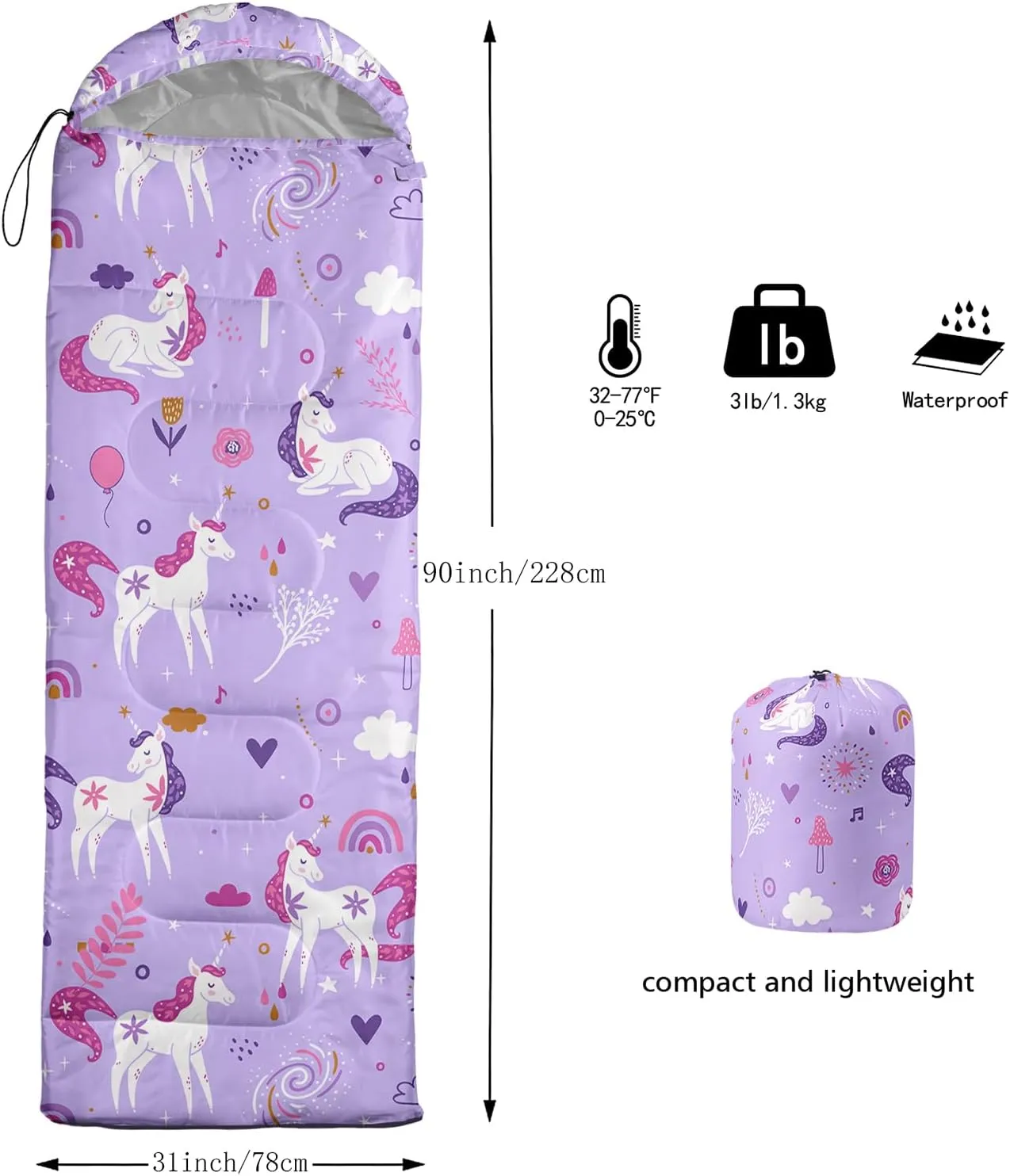 Sleeping Bag for Womens Girls Teens, Waterproof Sleeping Bags Traveling and Outdoors, Camping Gear Equipment
