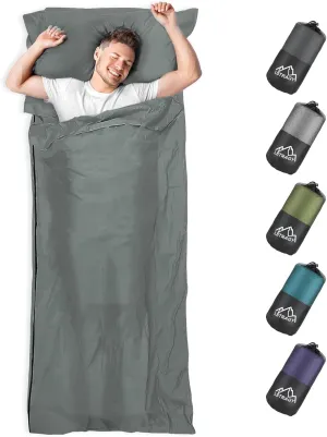 Sleeping Bag Liner, Adult Sleep Sack & Travel Sheets, Lightweight Single and Portable Camping Sleeping Bag Liners - Ideal for Traveling, Hostels and Camping
