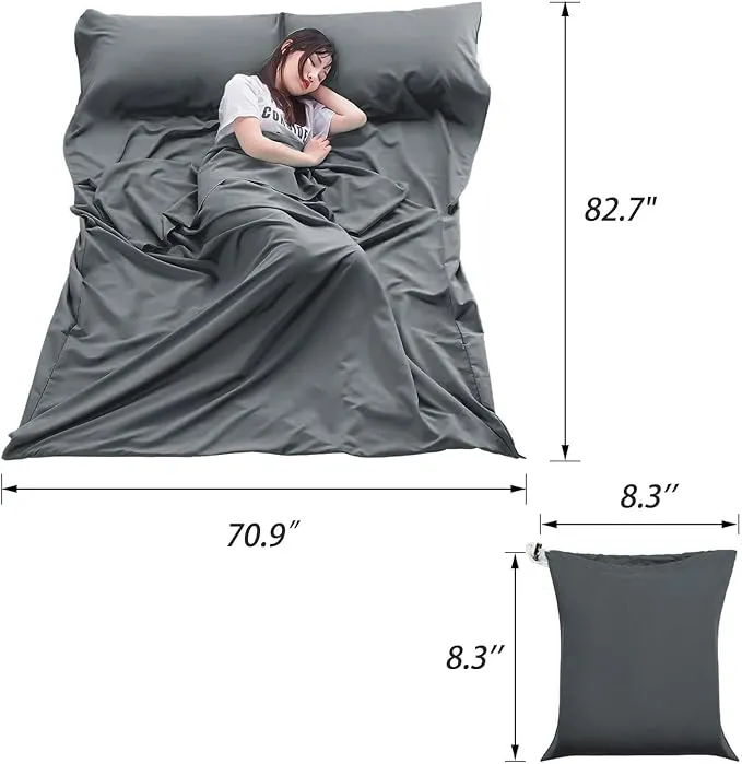 Sleeping Bag Liner Lightweight Compact Sleeping Bag Sack Portable Clean Travel Sheet Camping Sleep Sheet for Backpacking Hotel Hiking