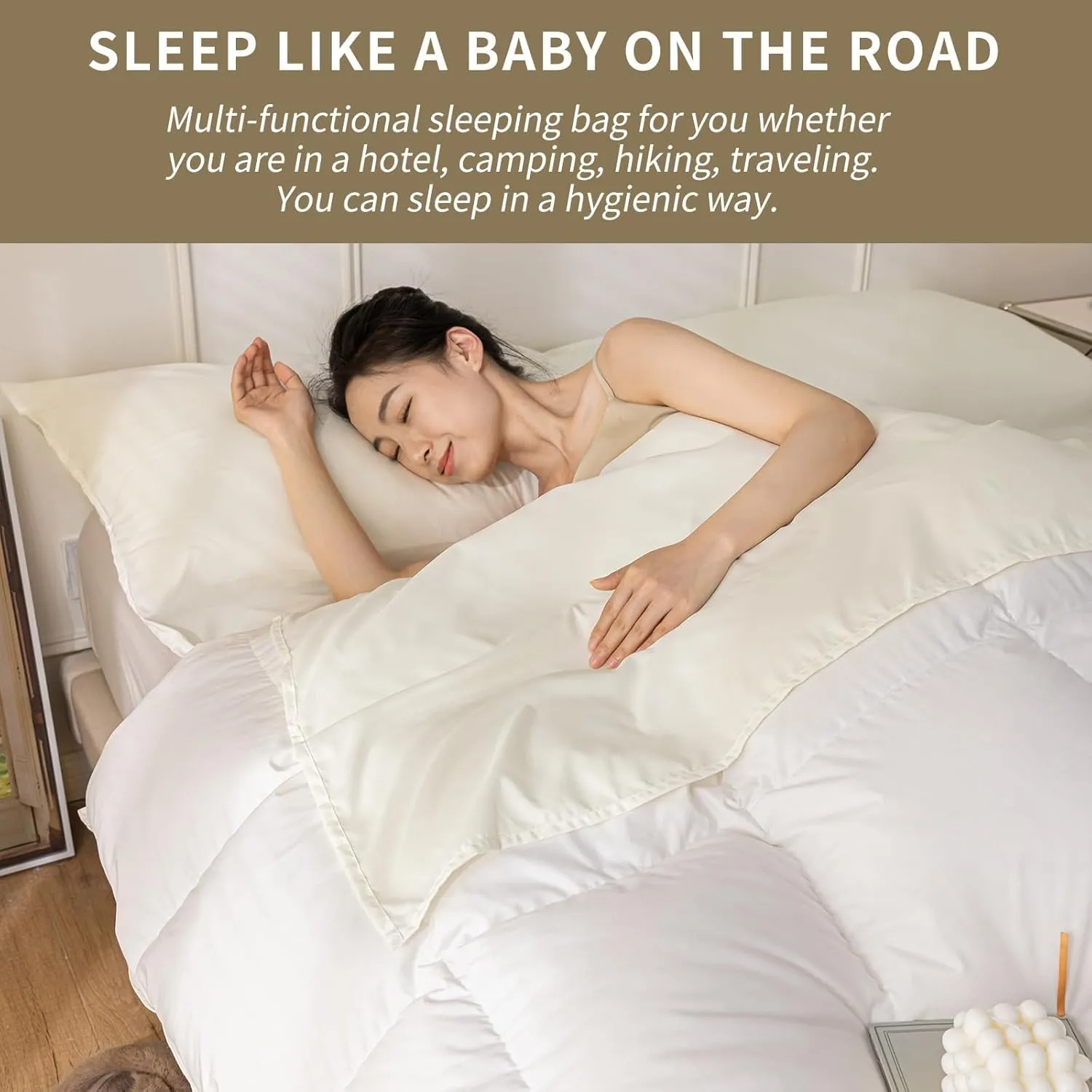 Sleeping Bag Liner Sleep Sack Travel Washed Cotton Sheets for Hotel Bags for Adults Liners, Lightweight Single & Double Camping Sleeping Inner Hostel Fresh Back Hiking Bed