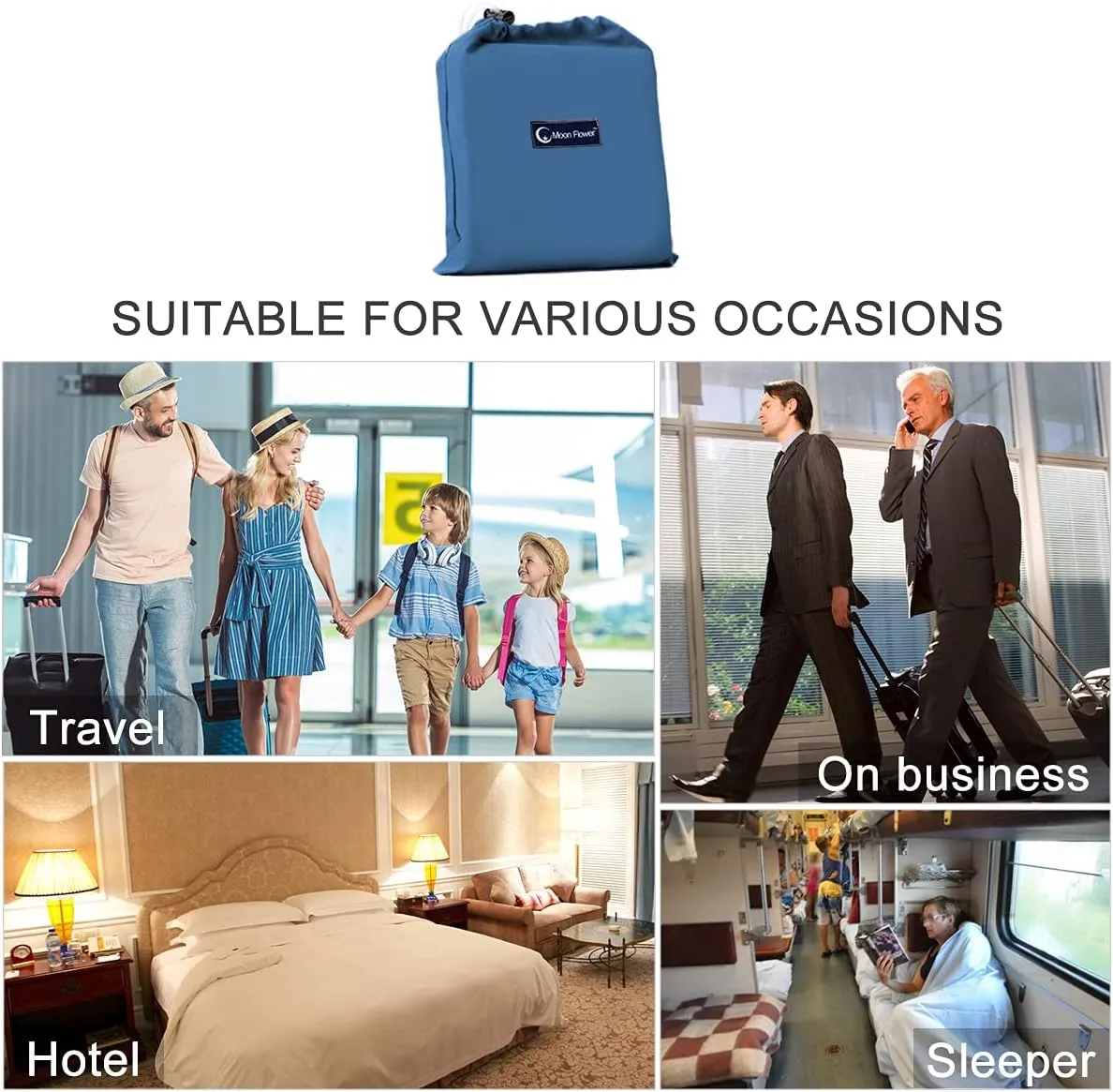 Sleeping Bag Liner Travel Camping Sheet, Lightweight Portable Sleeping Sheets for Outdoor Travel Backpacking Hiking Picnics Hotels