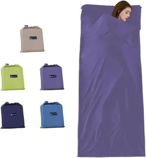 Sleeping Bag Liner Travel Camping Sheet, Lightweight Portable Sleeping Sheets for Outdoor Travel Backpacking Hiking Picnics Hotels