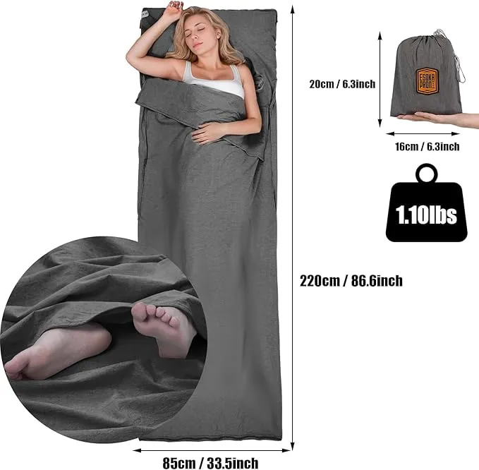 Sleeping Bag Liner,Lightweight Travel Camping Sheet Sleep Bag Liner for Adults,Hotel Compact Portable Sleeping Sack Indoor Outdoor Hostels Traveling Backpacking Hiking Blankets